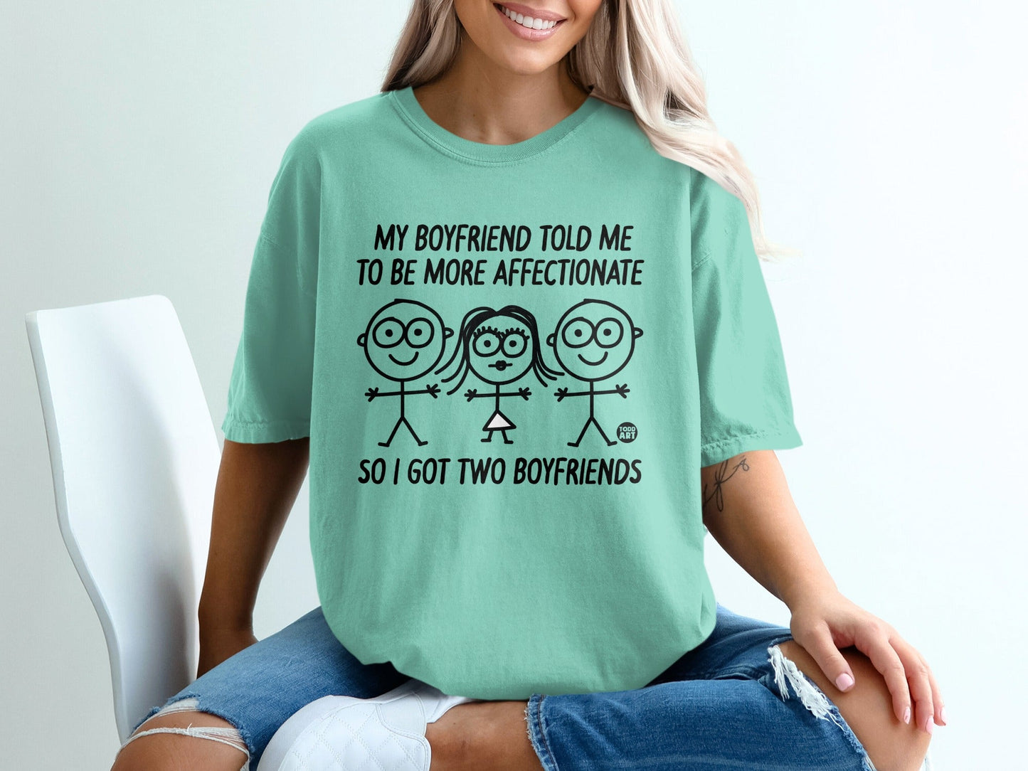 Funny Stick Figure Two Boyfriends T-Shirt