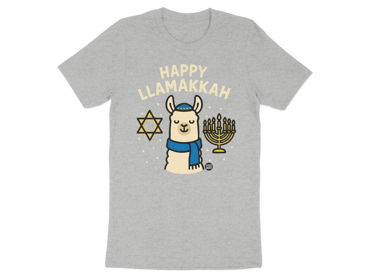 Happy Llamakkah Shirt with Cute Llama and Hanukkah Design