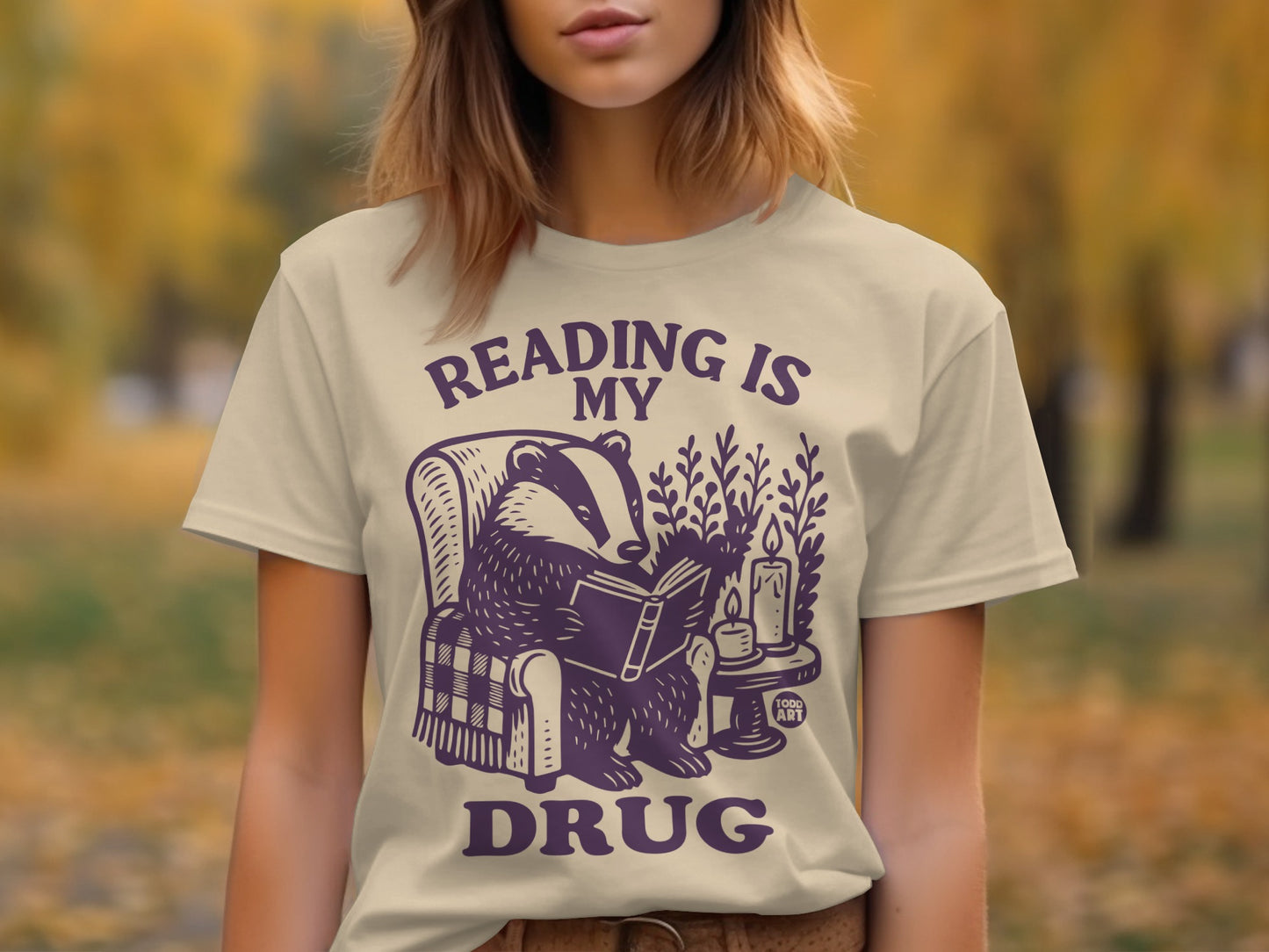 Reading Is My Drug Badger Illustration Tee