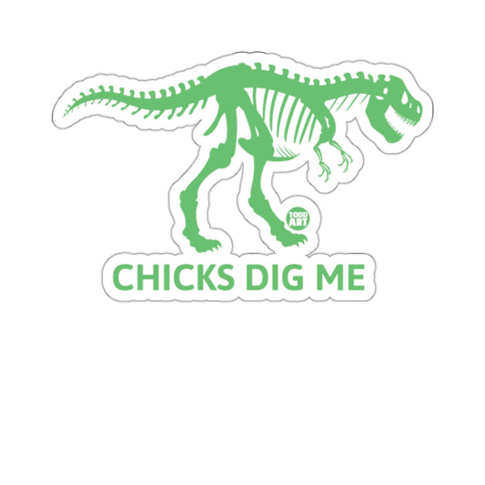 Chicks Dig Me Dinosaur Skeleton Todd Art Sticker