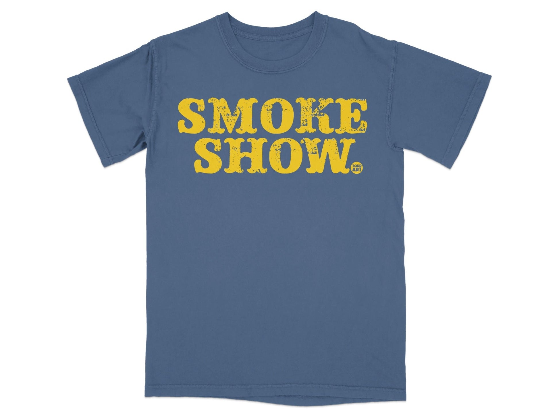 Smoke Show graphic tee with bold yellow letters