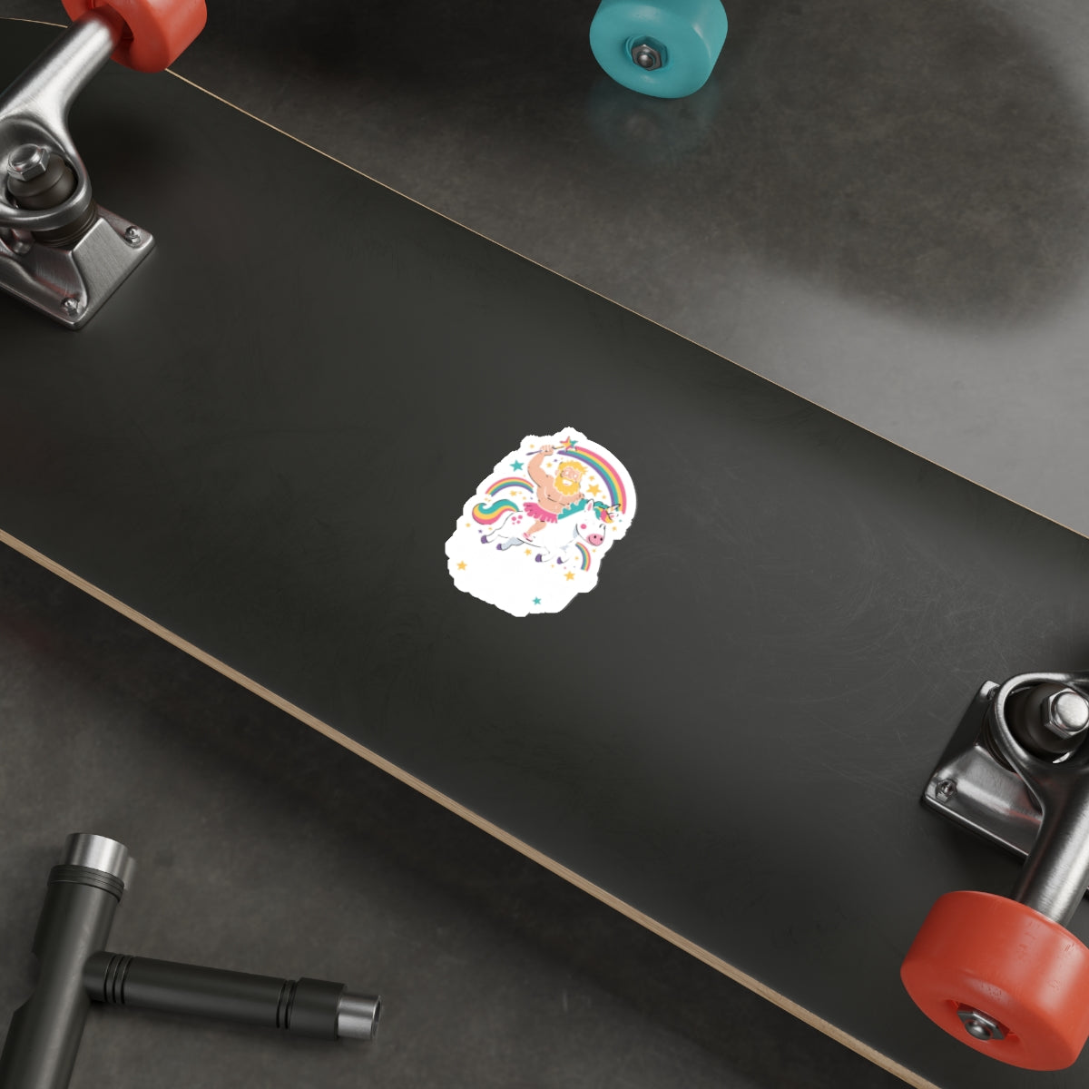 Rainbow Unicorn Astronaut Sticker Skateboard Deck