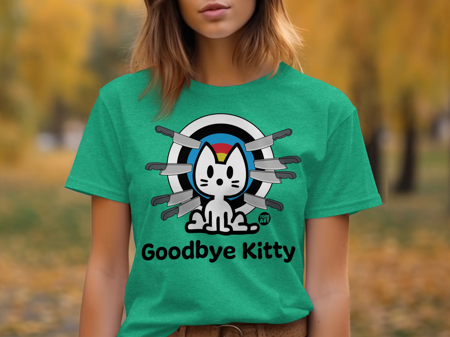 Goodbye Kitty Graphic Tee Creative T-Shirt for Adults