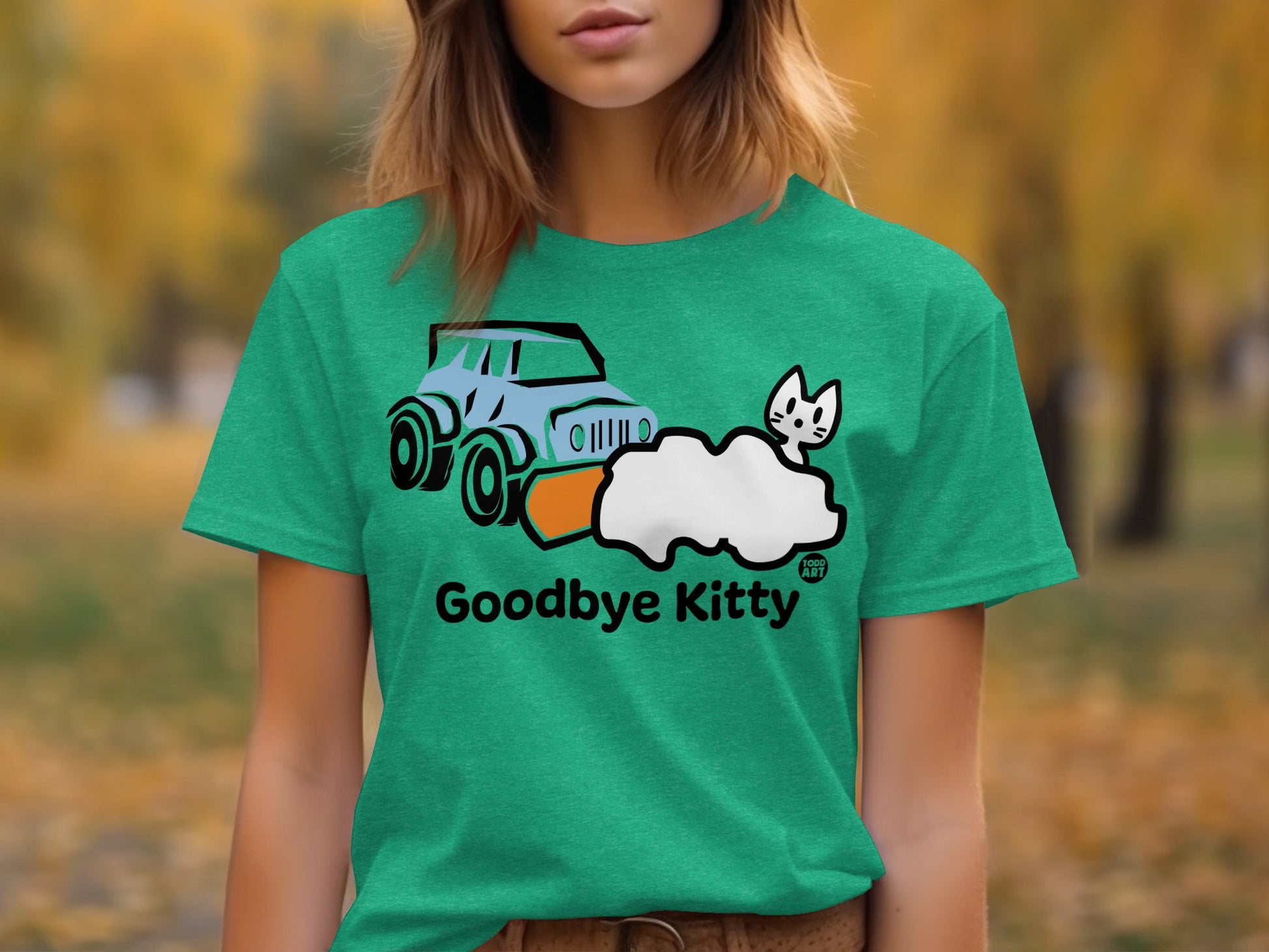 Humorous Goodbye Kitty T-Shirt With Cute Cat Design