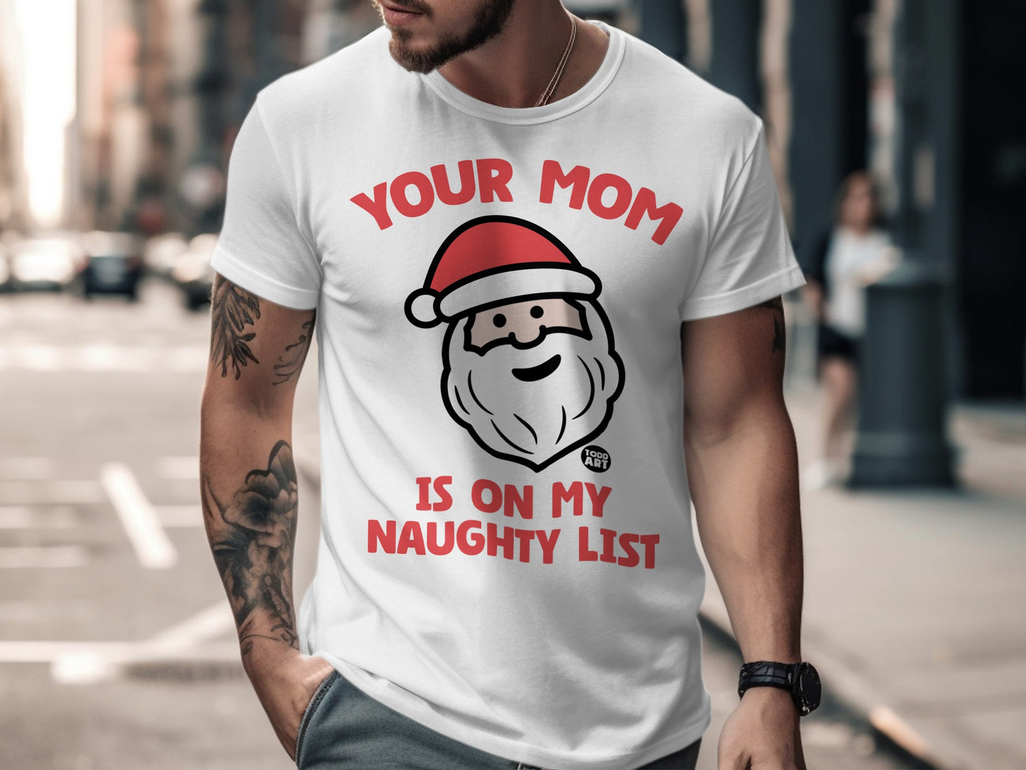 Your Mom Is On My Naughty List Santa Shirt