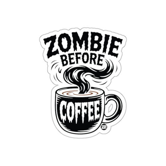 Zombie Before Coffee Funny Illustrated Sticker