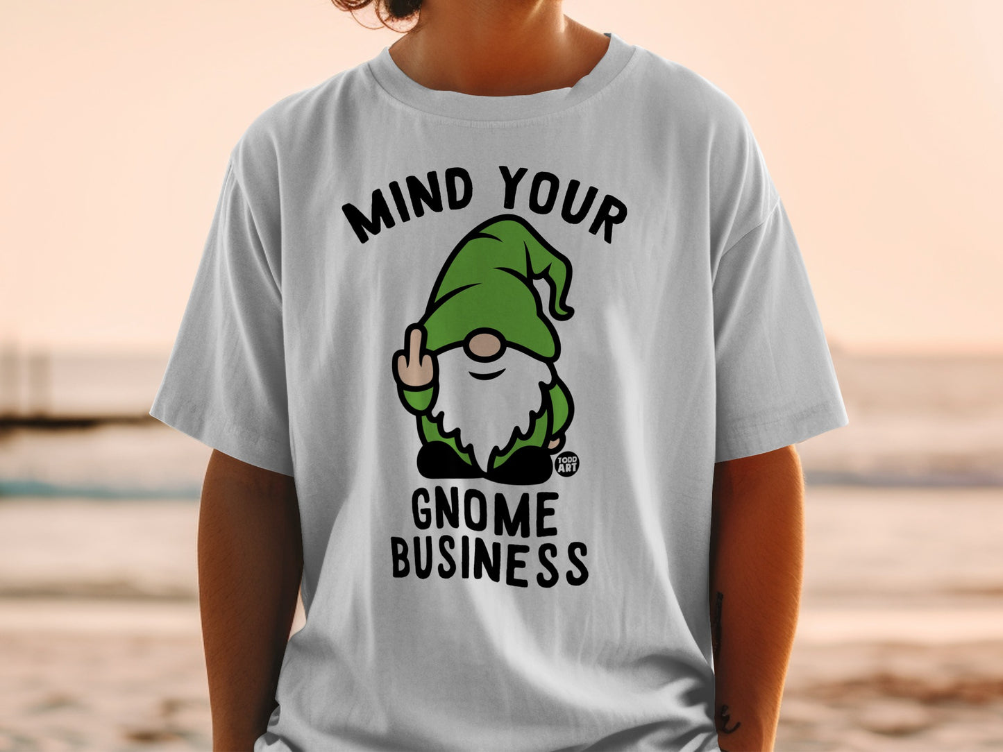 Mind Your Gnome Business Funny Middle Finger product type