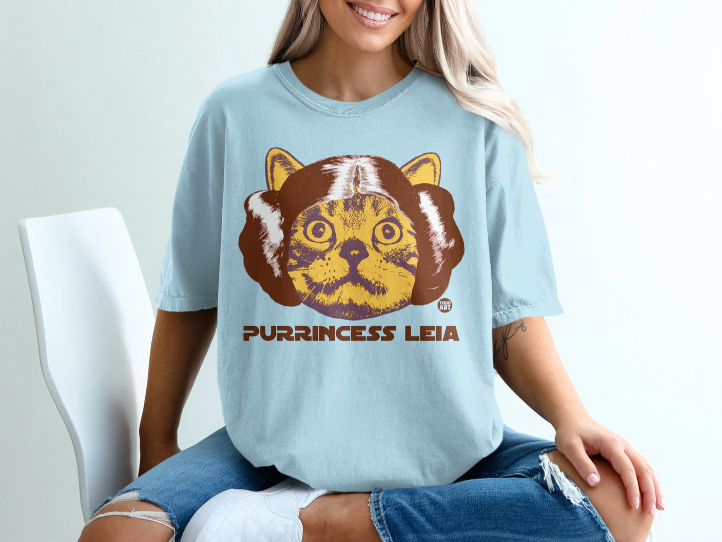 Purrincess Leia Cat Graphic Tee for Cat Lovers