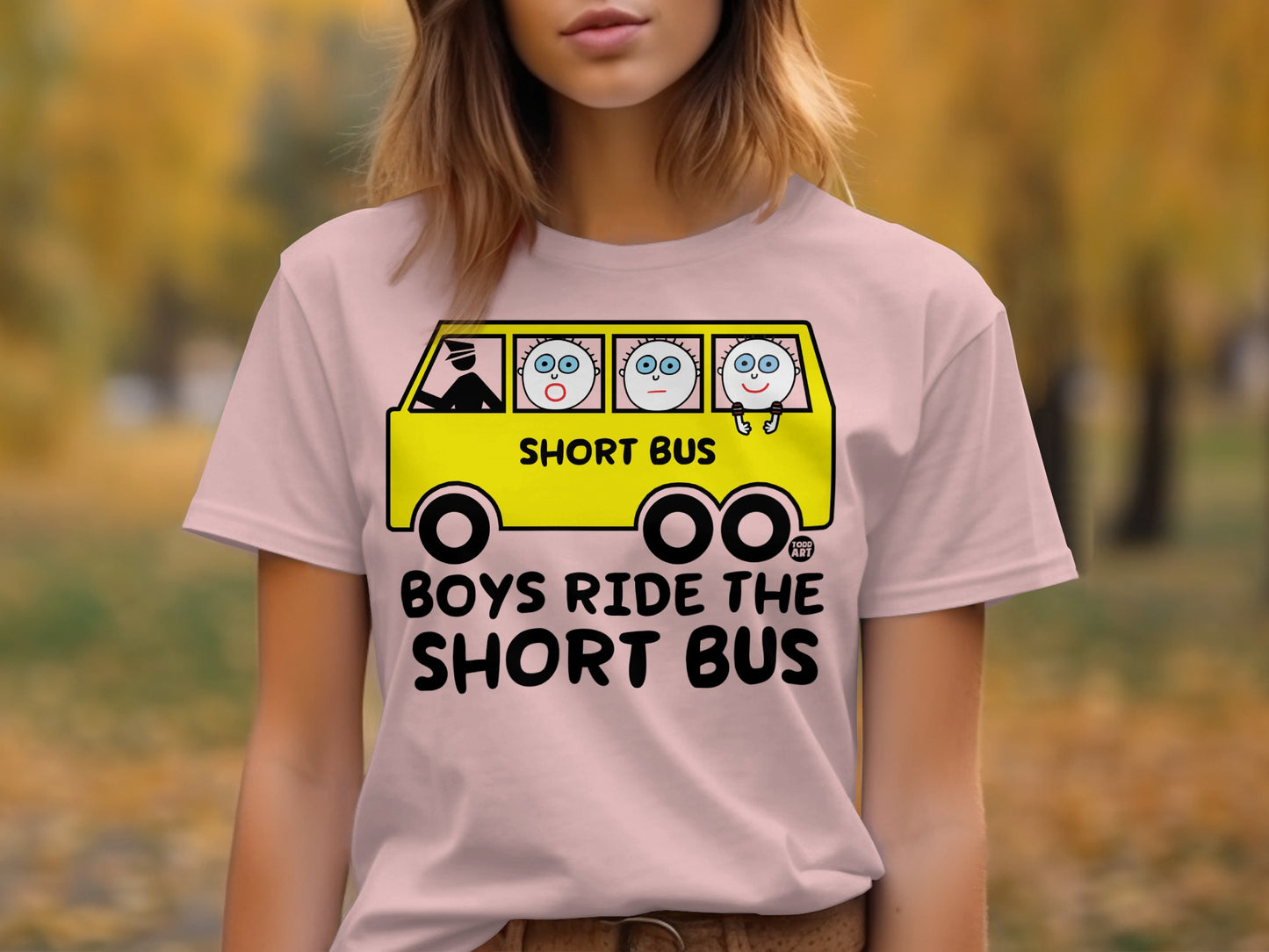 Boys Ride The Short Bus Fun Graphic T-Shirt
