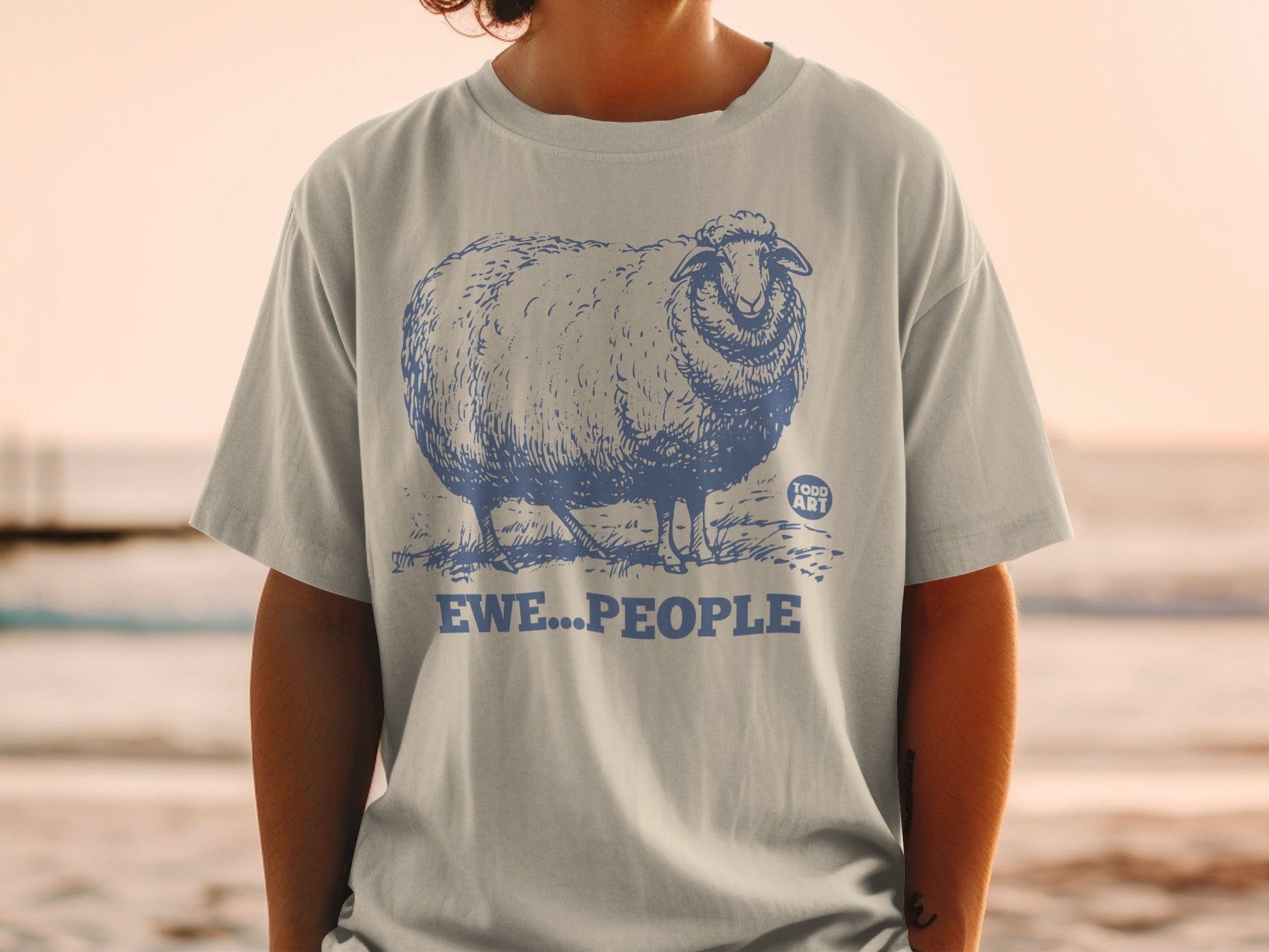 Ewe People Graphic Tee with Sheep Illustration Design