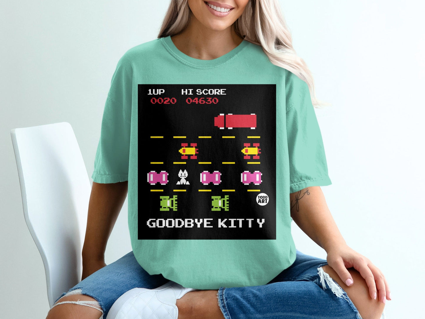 Retro 'Goodbye Kitty' High Score Graphic T-shirt