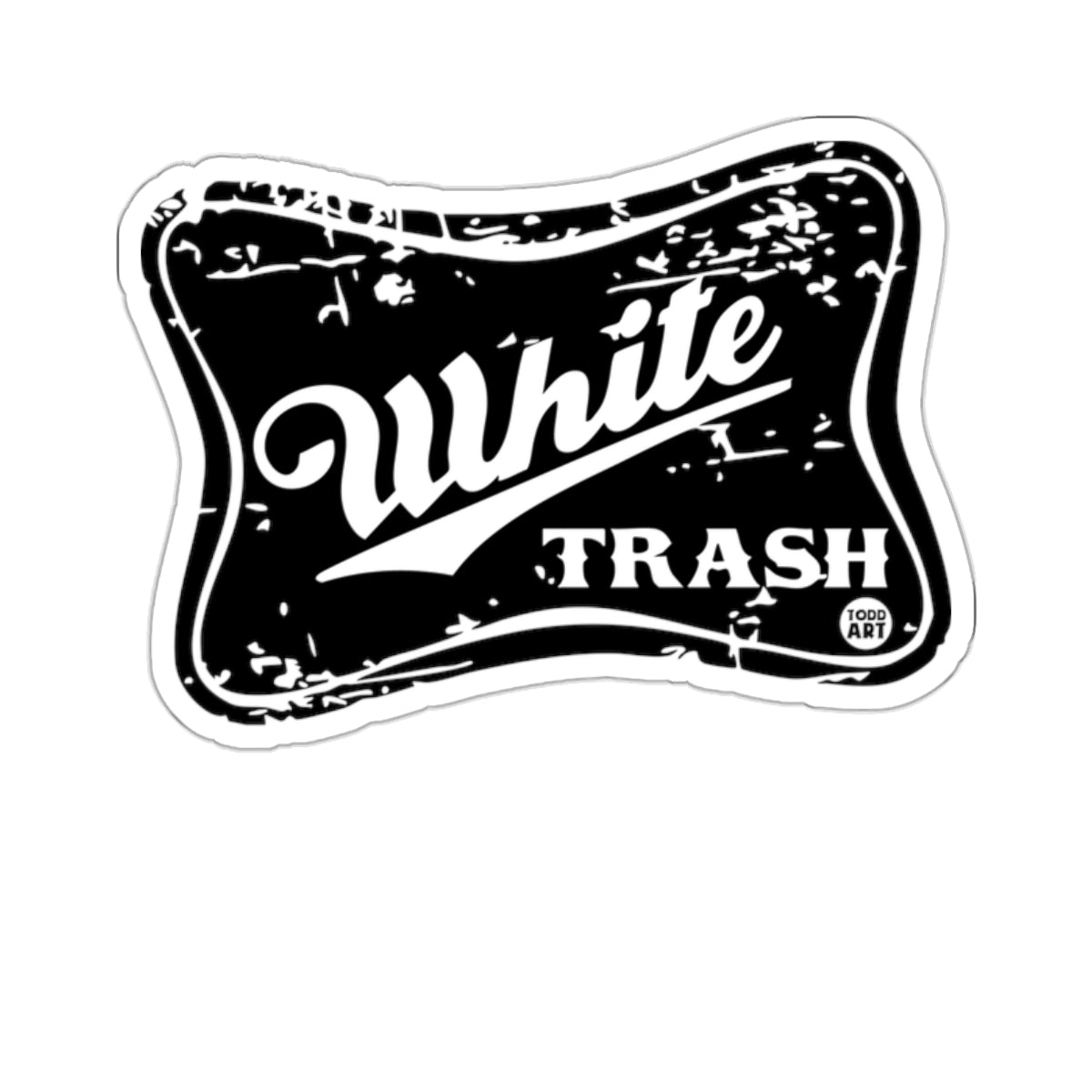 White TRASH TODD ART Scroll Banner Graphic 