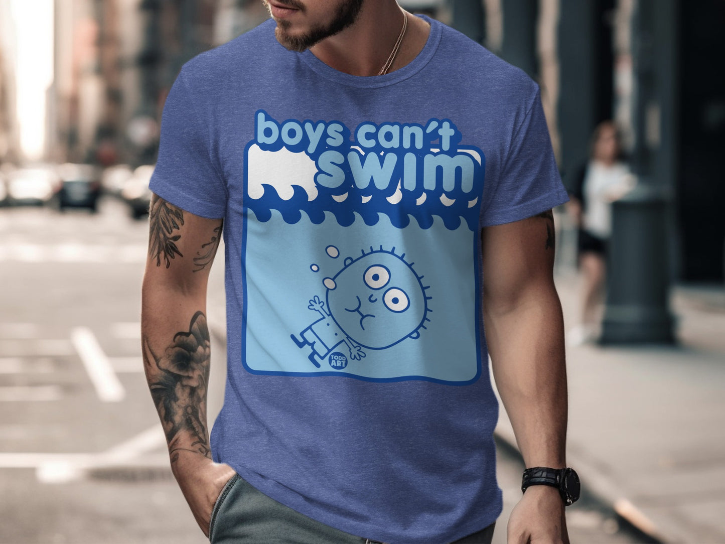 Boys Can't Swim Graphic Tee Fun Novelty Shirt