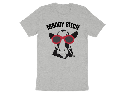 Moody Bitch Cow with Sunglasses Graphic T-Shirt