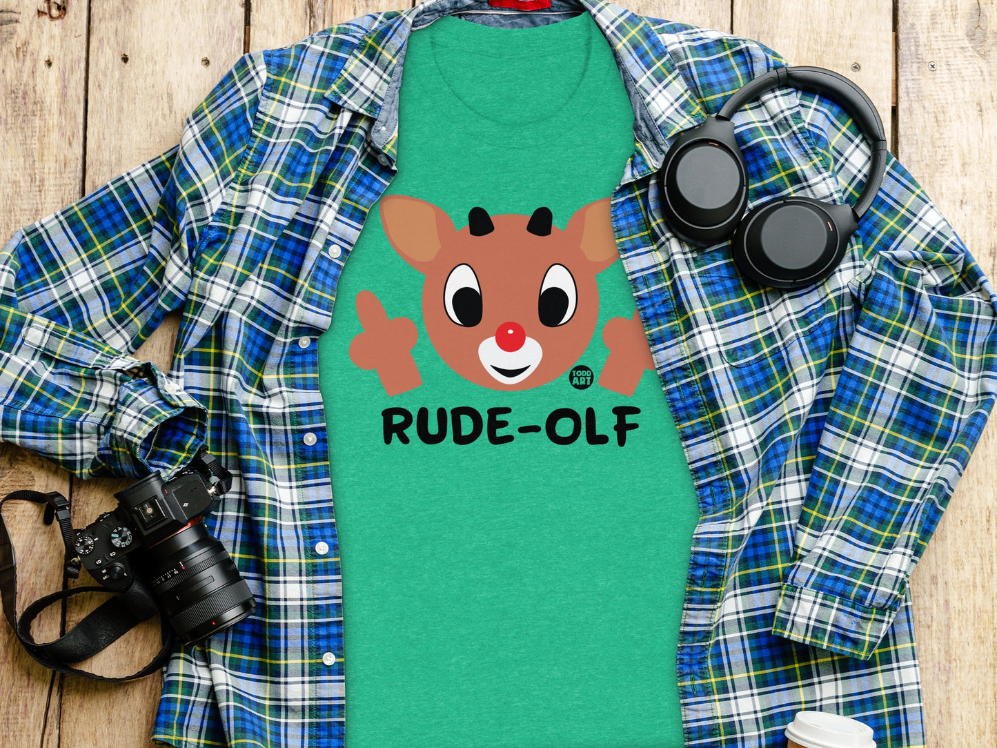 Festive Rude-Olf Reindeer Graphic Print T-shirt