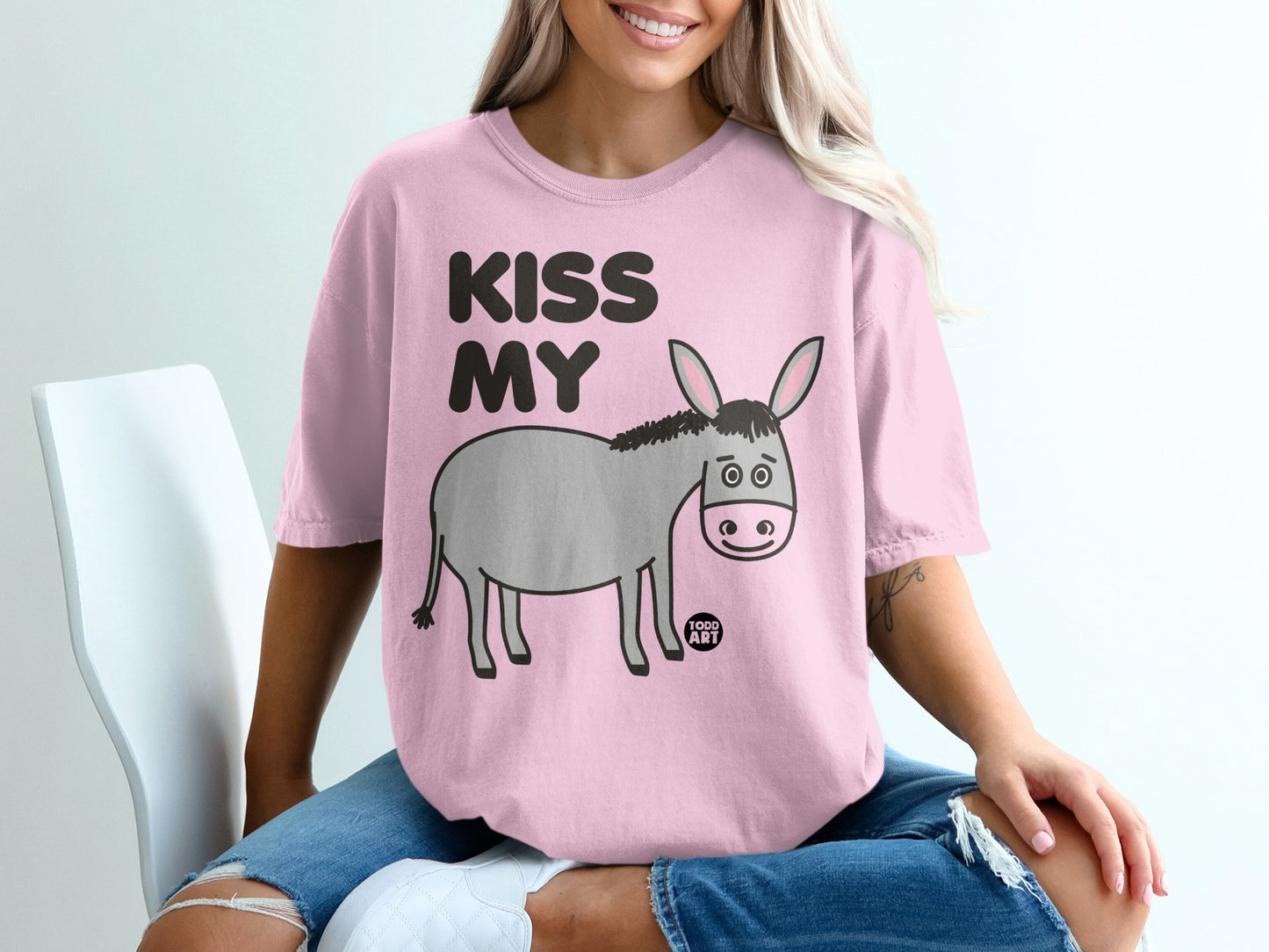 Kiss My Donkey Graphic Tee Shirt with Funny Print