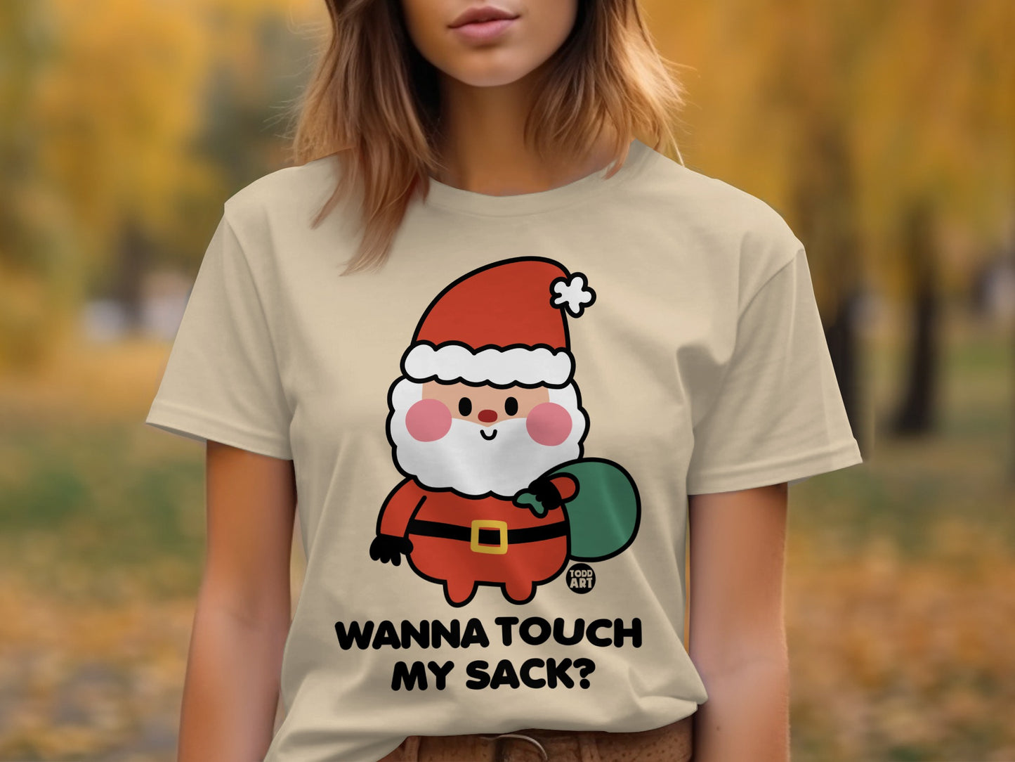 Santa Holding Sack Funny Christmas Graphic T-shirt