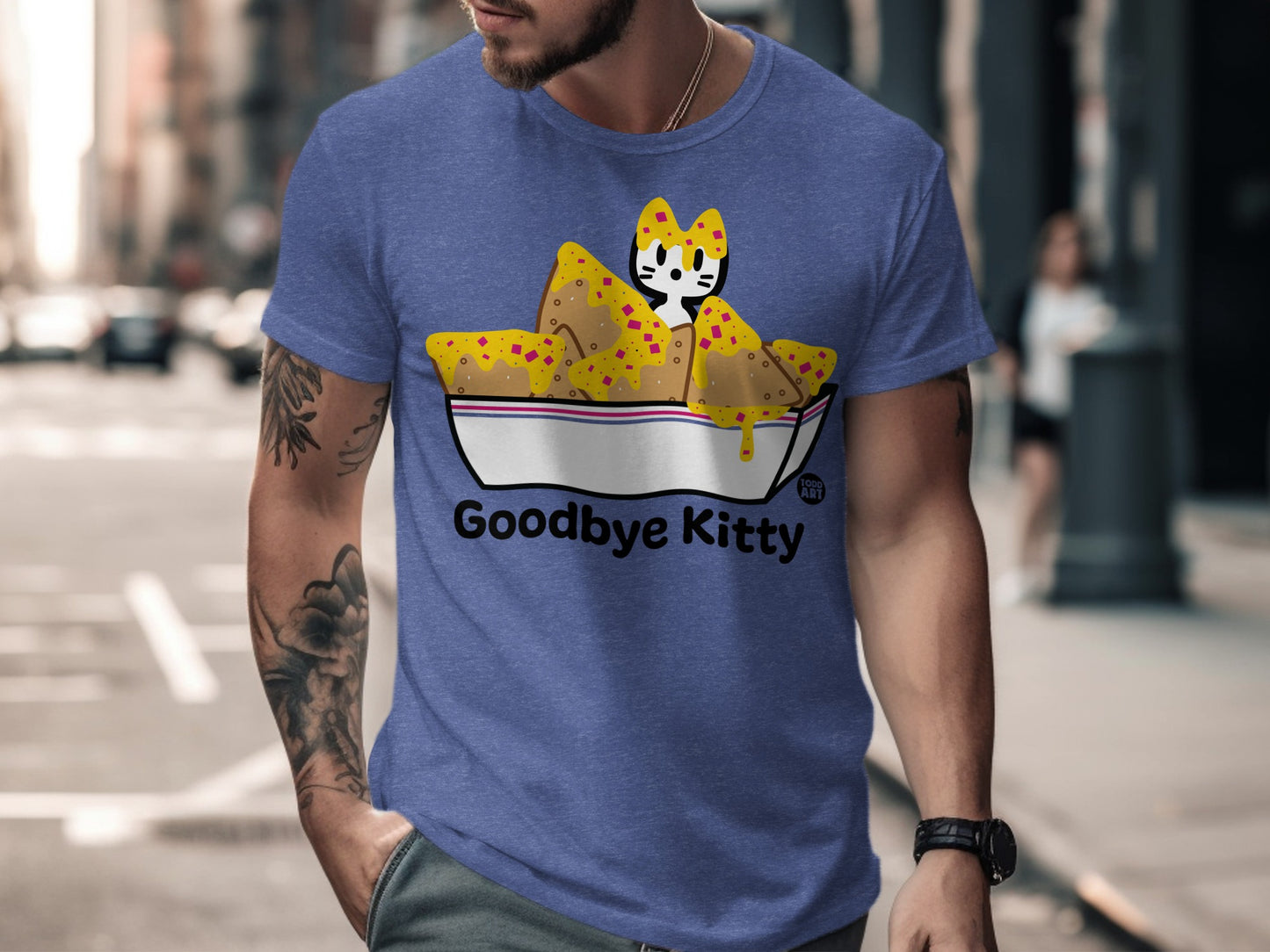 Goodbye Kitty Cartoon Style Bowl Graphic T-Shirt