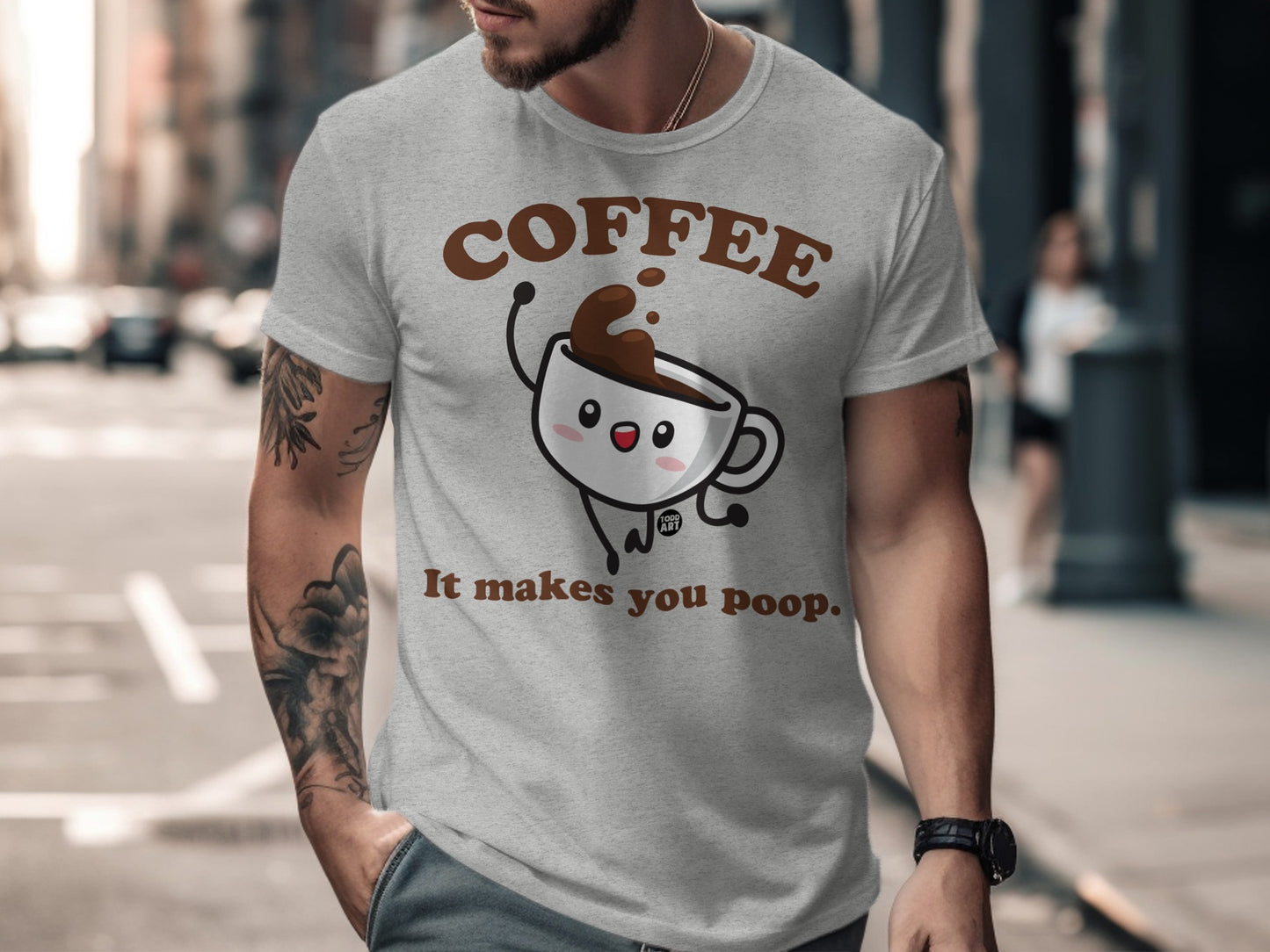 Funny Coffee It Makes You Poop Graphic T-shirt