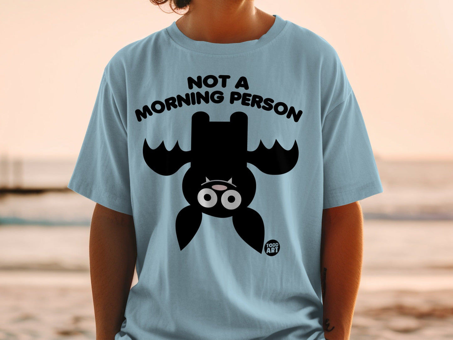 Not A Morning Person Cute Bat Graphic Tee Shirt