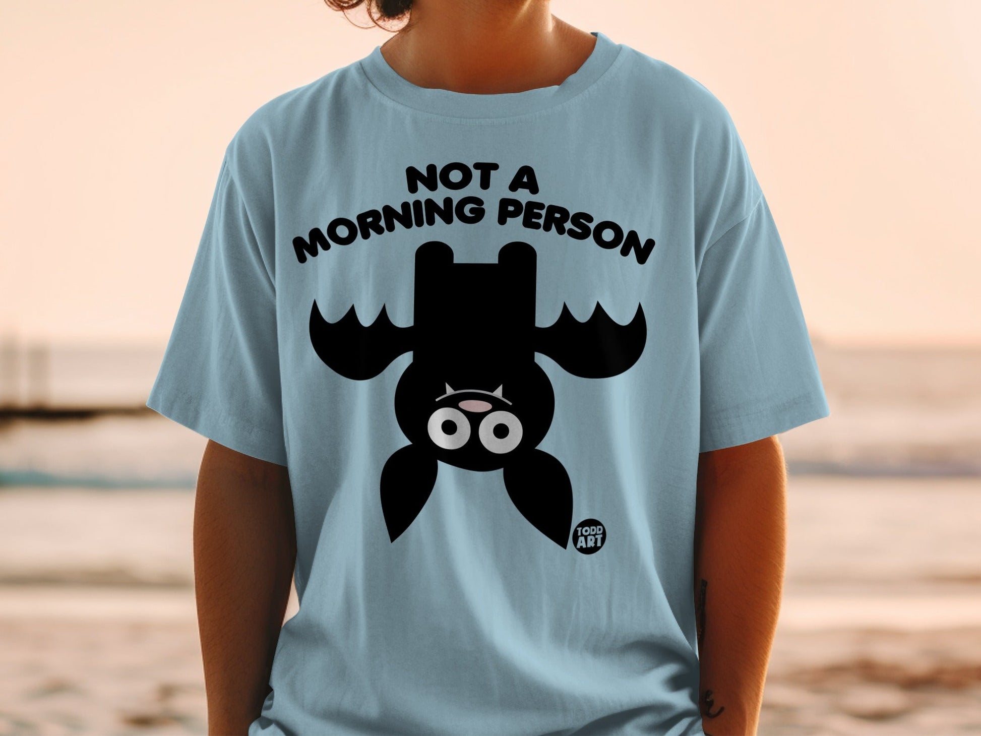 Not A Morning Person Cute Bat Graphic Tee Shirt