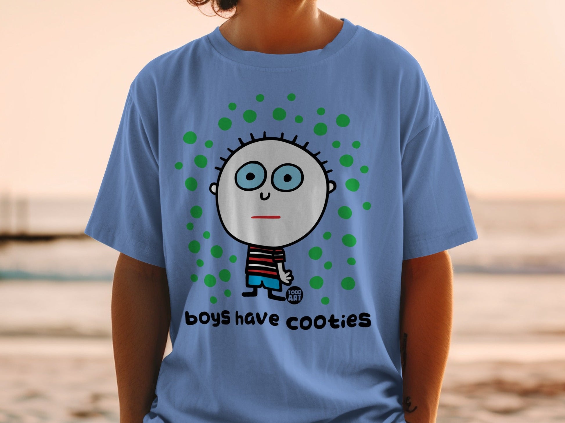 Boys Have Cooties Funny Cartoon Graphic T-shirt