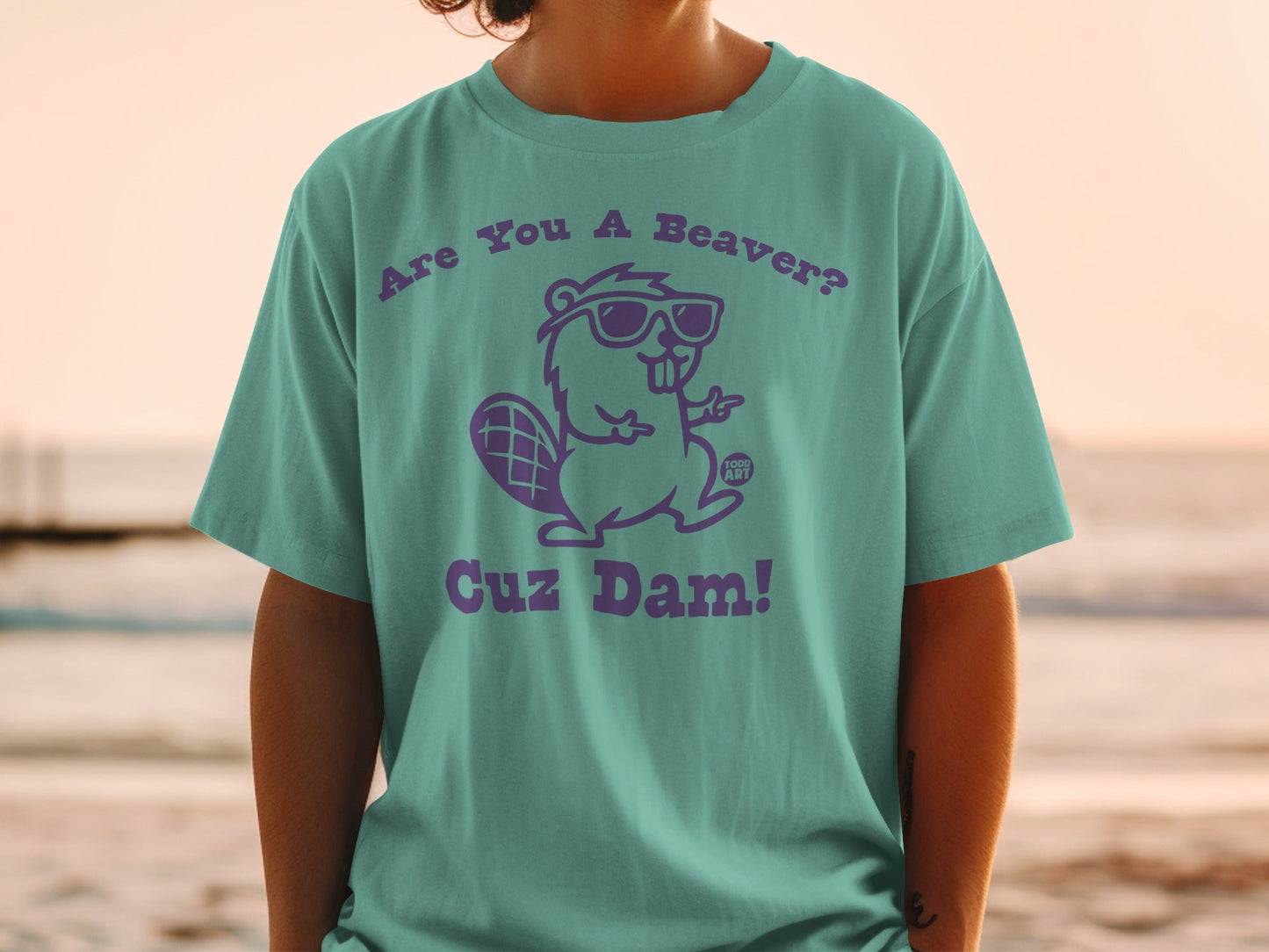 Funny Beaver Cuz Dam Statement Graphic Tee Shirt