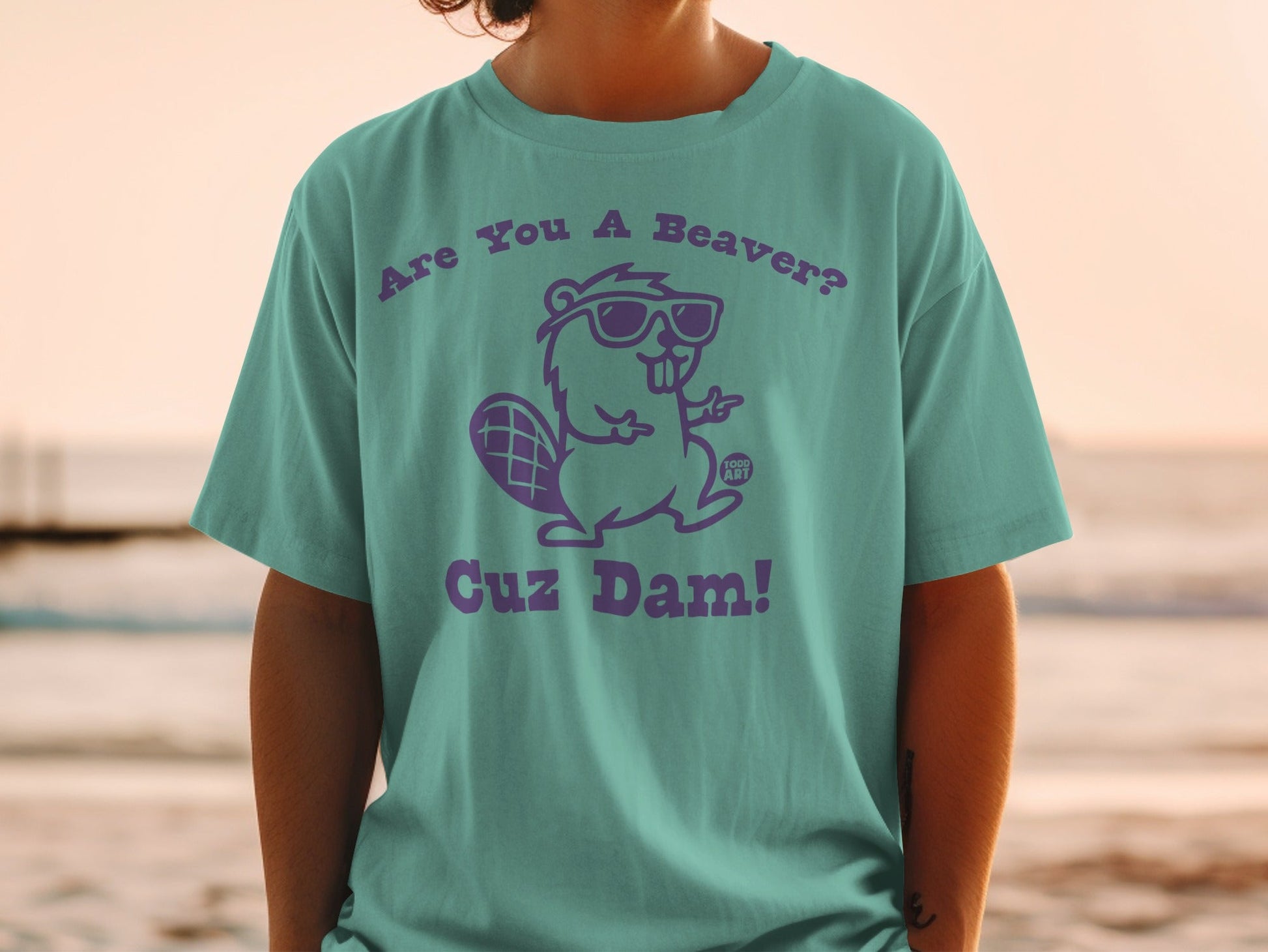 Funny Beaver Cuz Dam Statement Graphic Tee Shirt