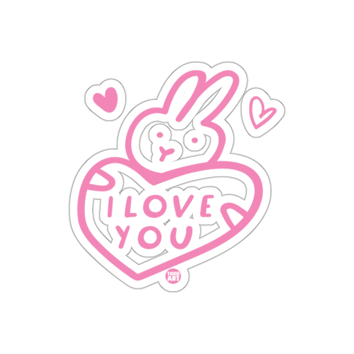 Cute Pink Bunny Heart I Love You Sticker Product