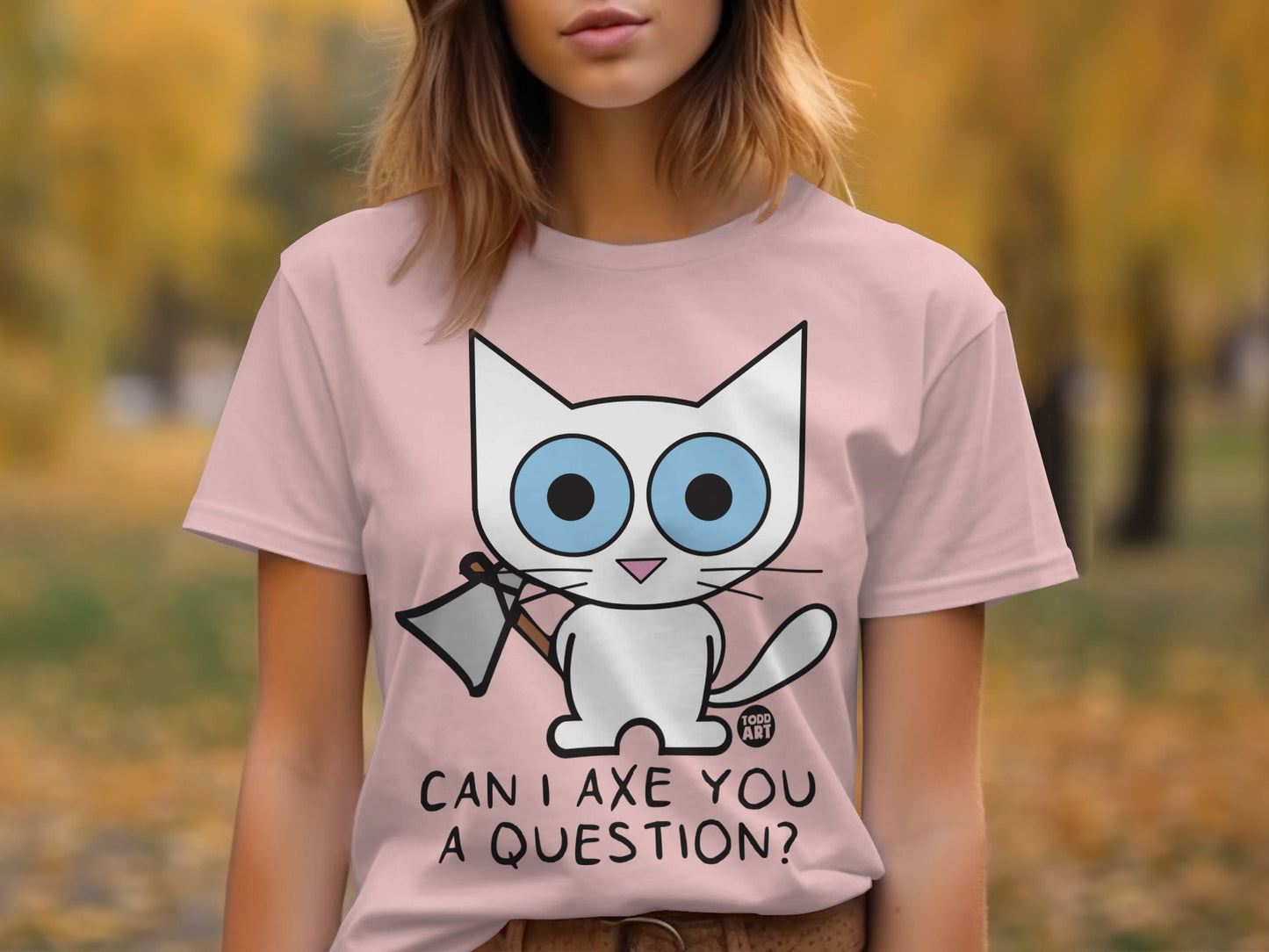 Can I Axe You A Question Cute Cat Graphic T-Shirt