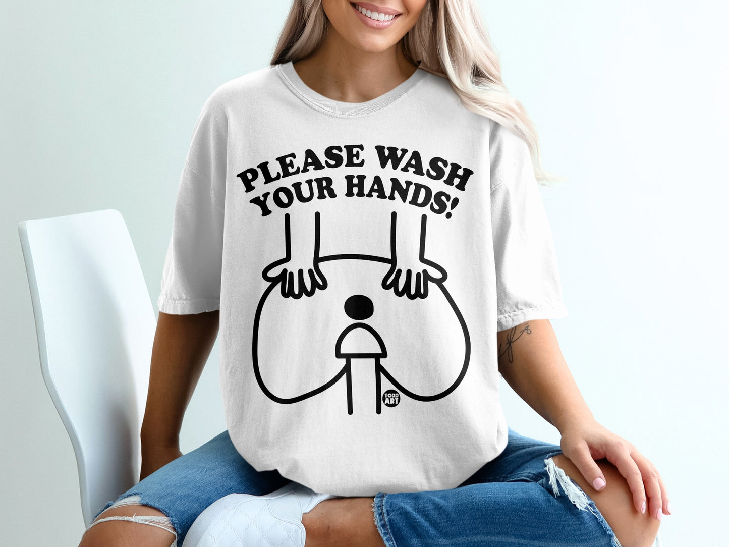 Please Wash Your Hands Funny Graphic Joke product type