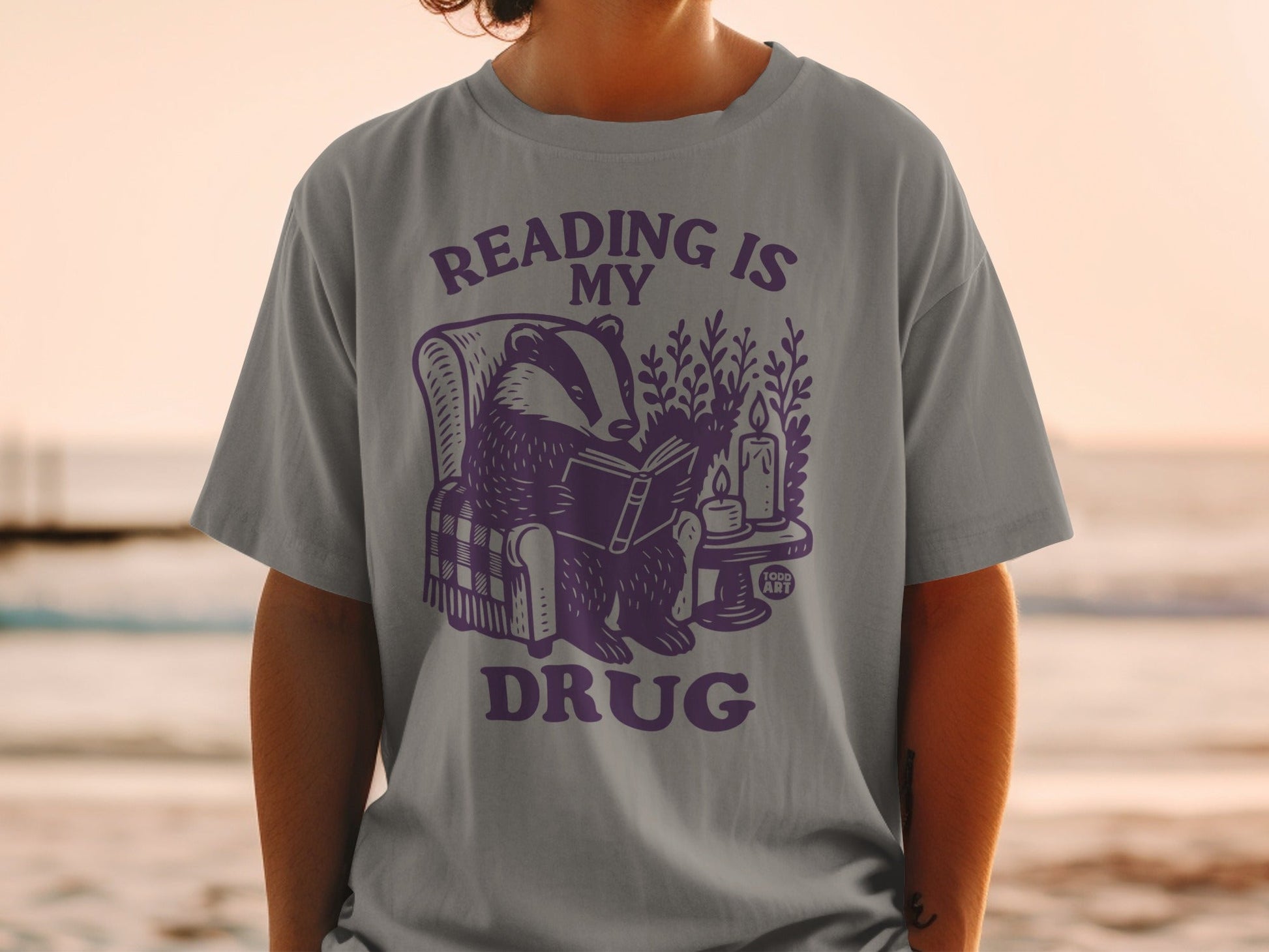 Reading Is My Drug Badger Candle Book T-Shirt