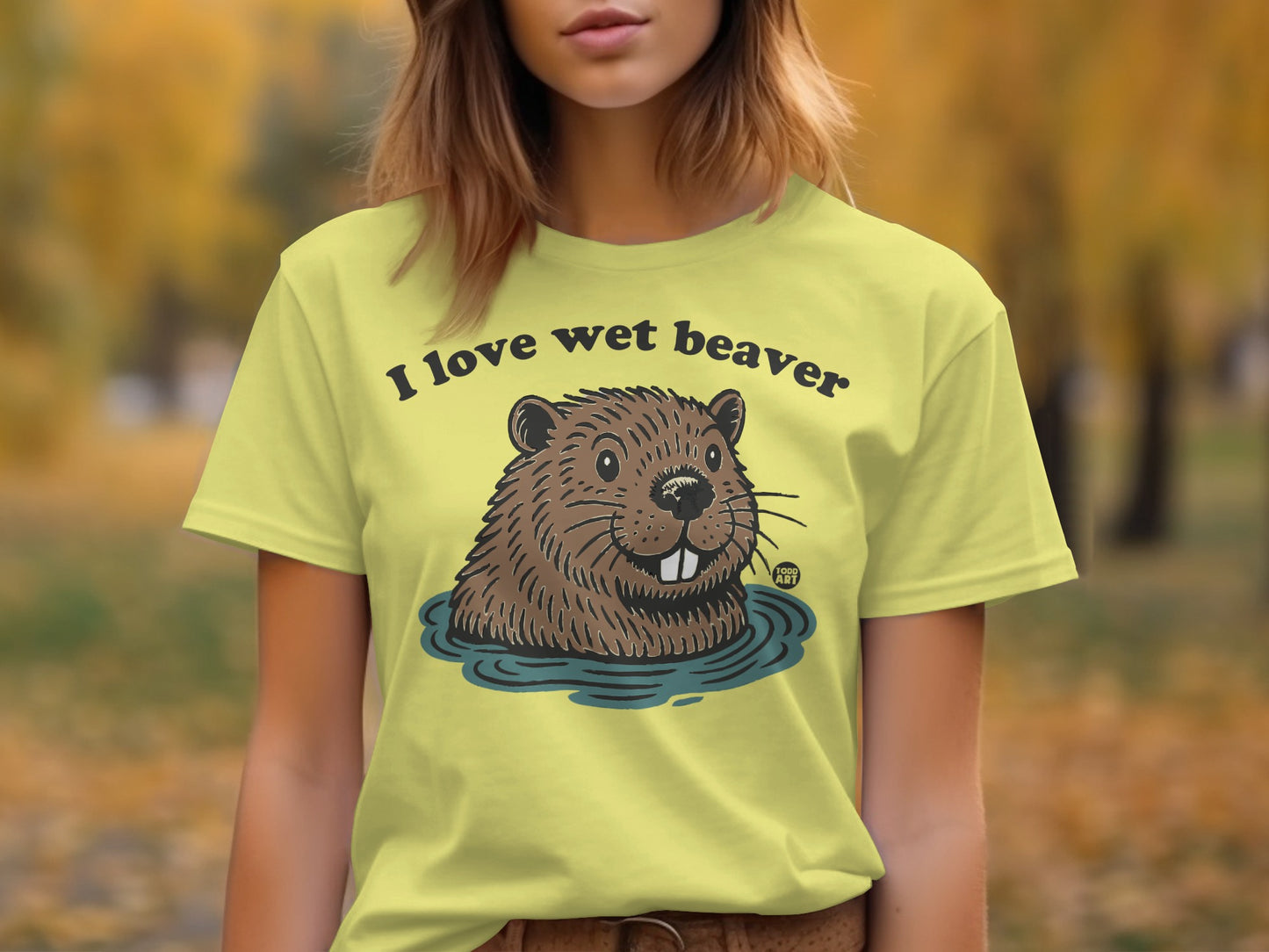 I Love Wet Beaver Cartoon Graphic T-Shirt