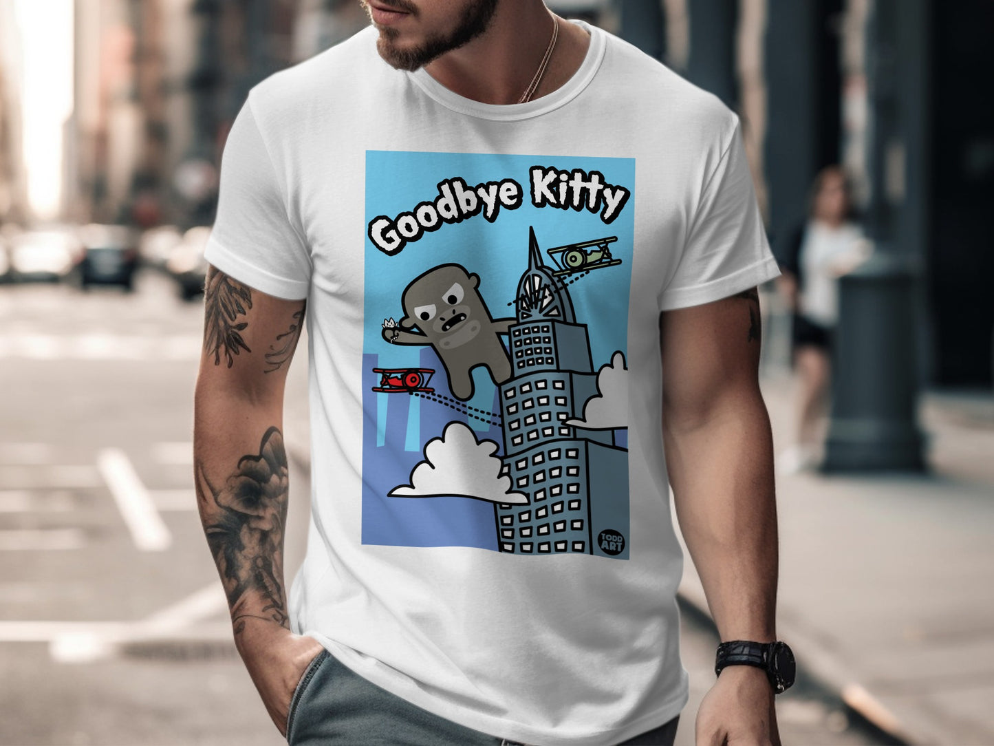 Goodbye Kitty Cartoon Parody Graphic T-Shirt