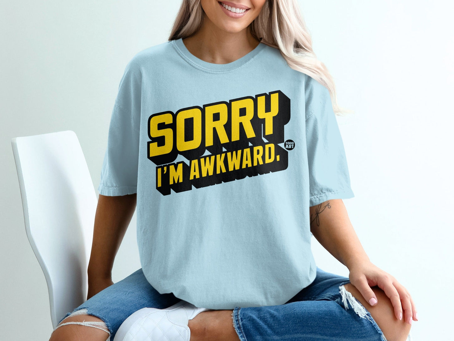 Sorry I'm Awkward Yellow and Black Graphic Shirt