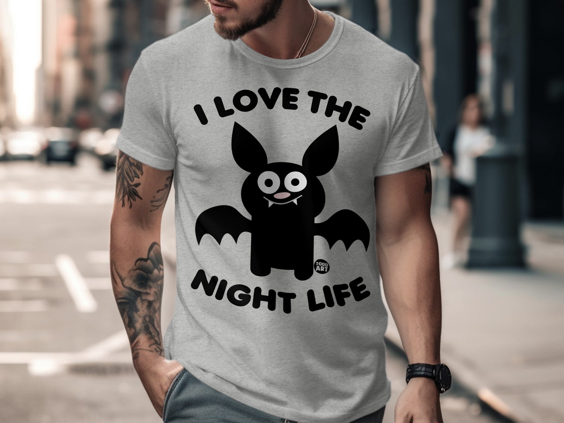 Fun I Love The Night Life Bat Graphic Tee