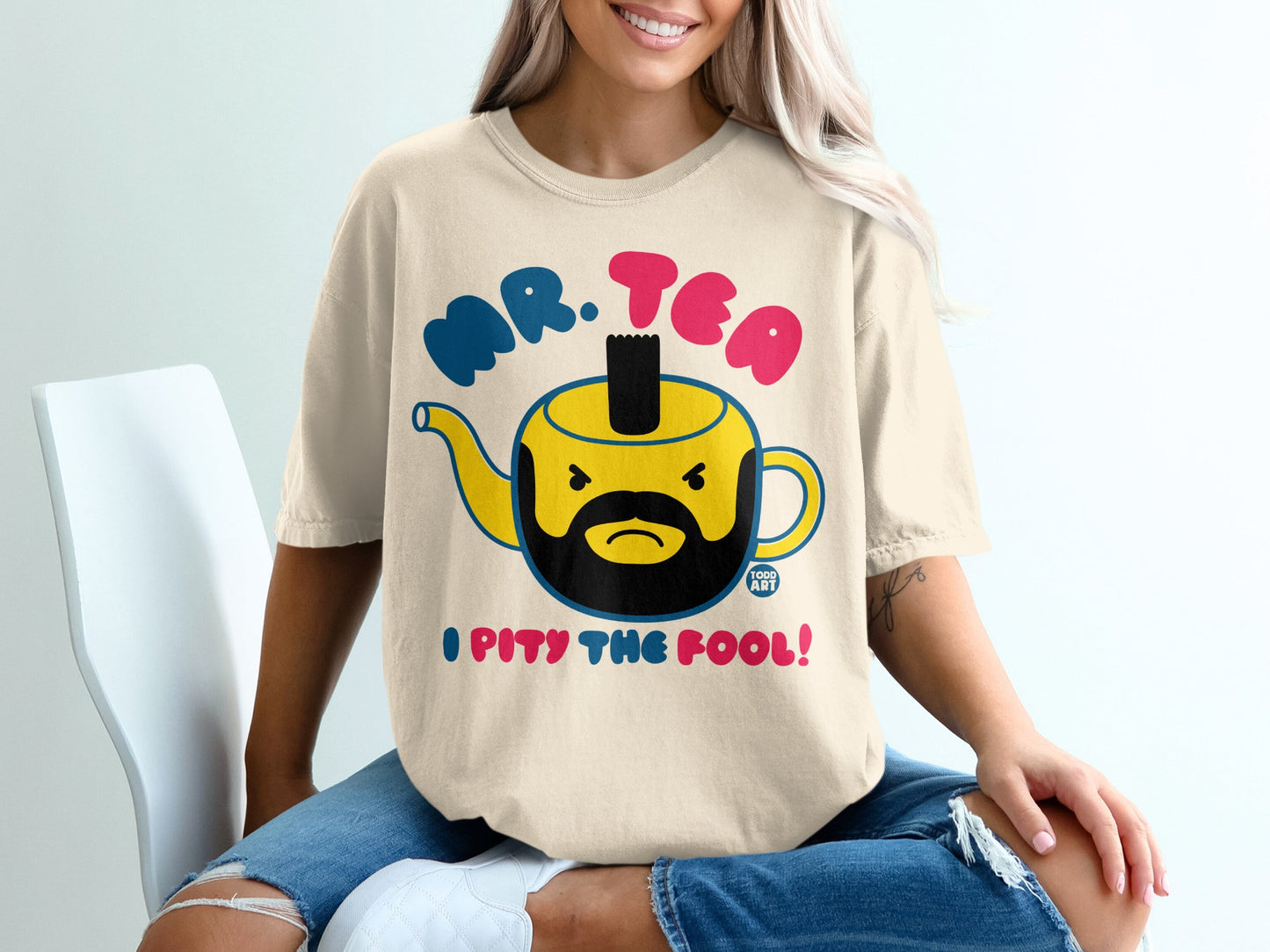 Mr. Tea I Pity The Fool Funny Teapot Character T-Shirt