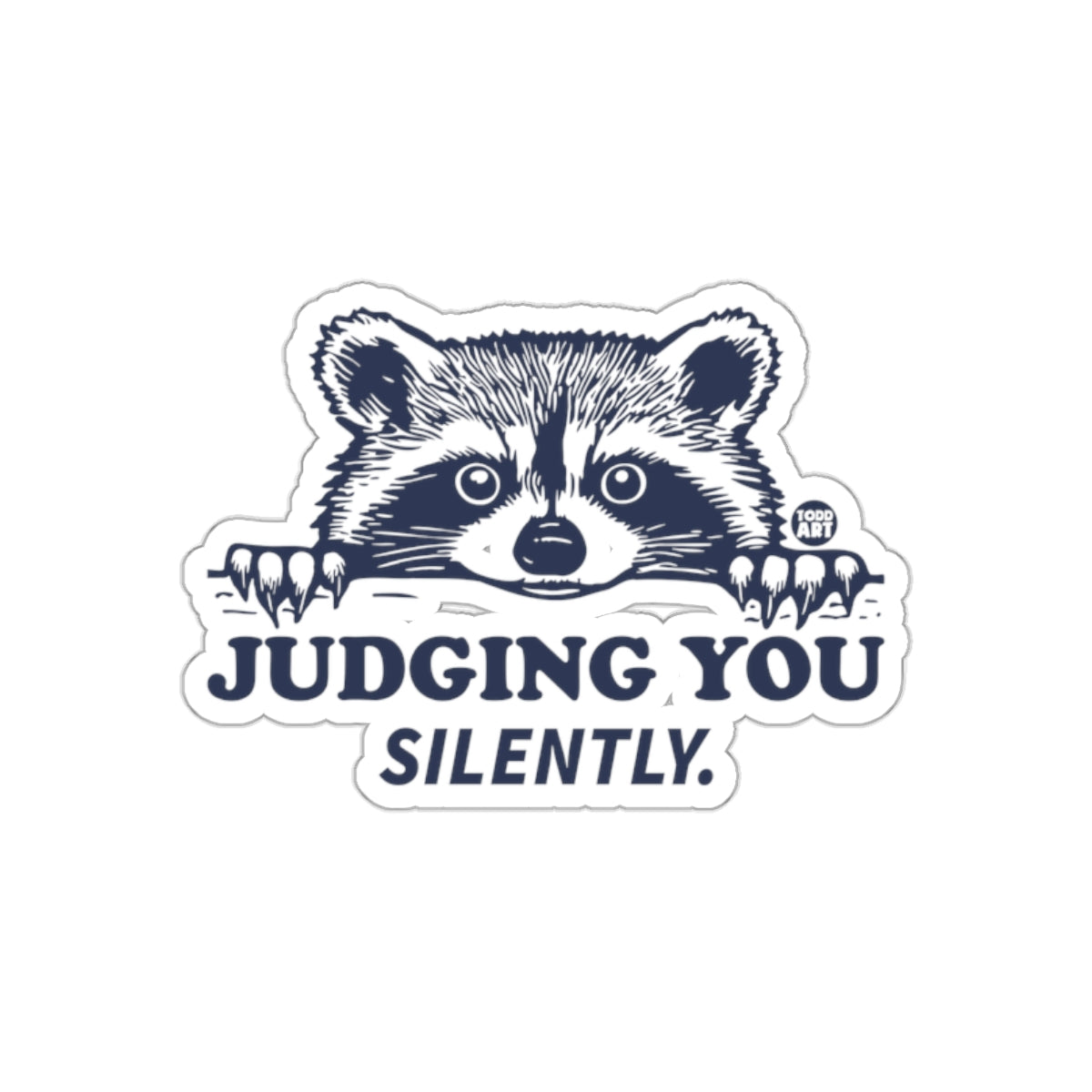 Judging You Silently Raccoon Graphic Image Funny sticker