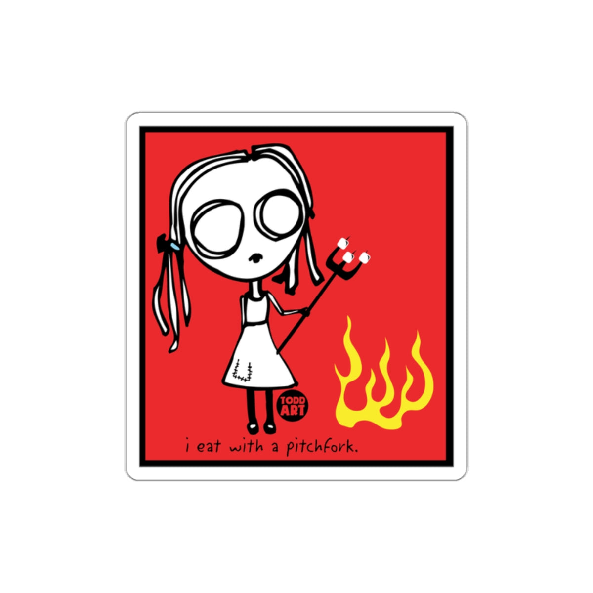 I Eat With a Pitchfork Sticker Art Print