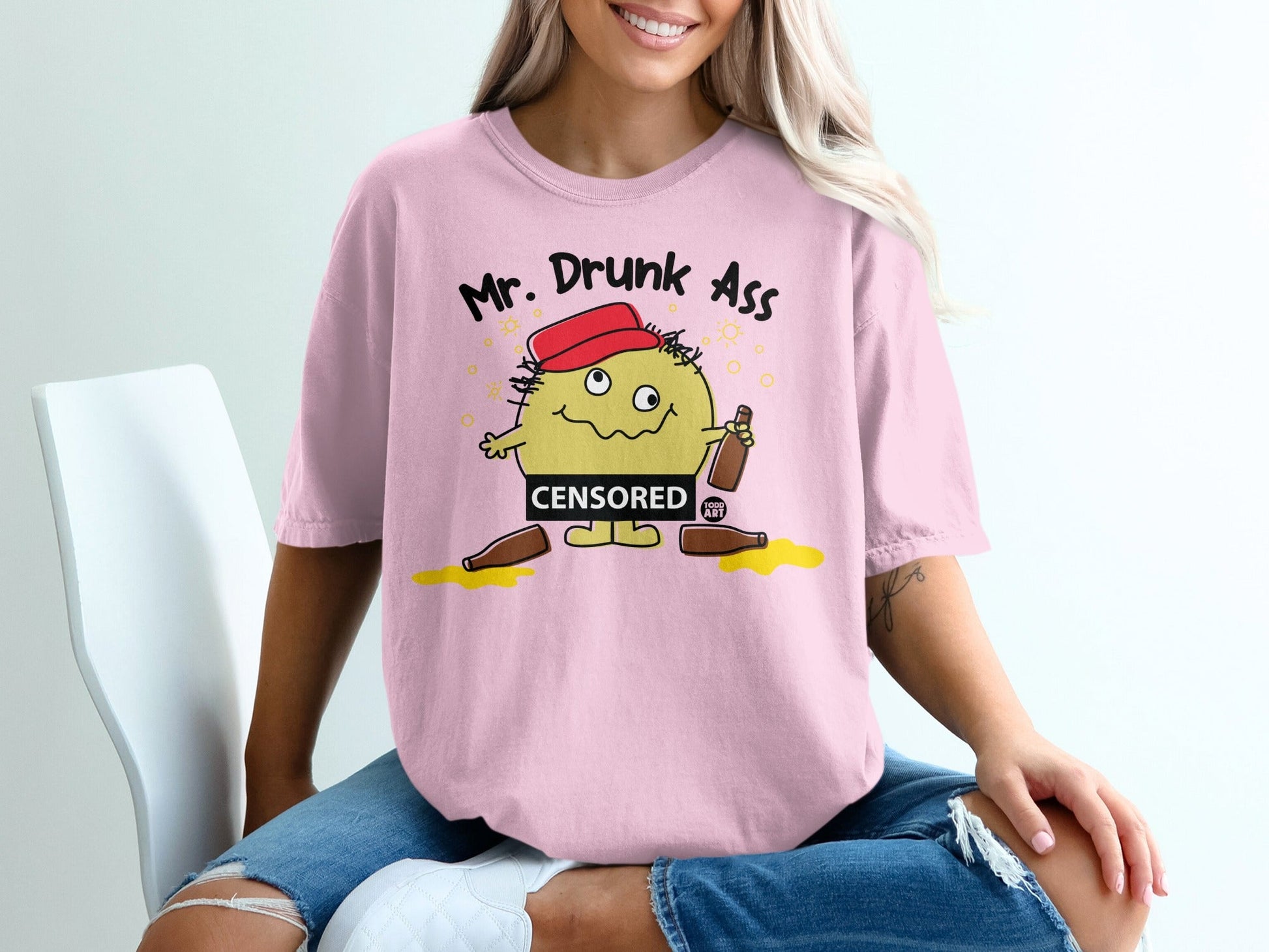 Mr. Drunk Ass Censored Graphic Oversized T-shirt