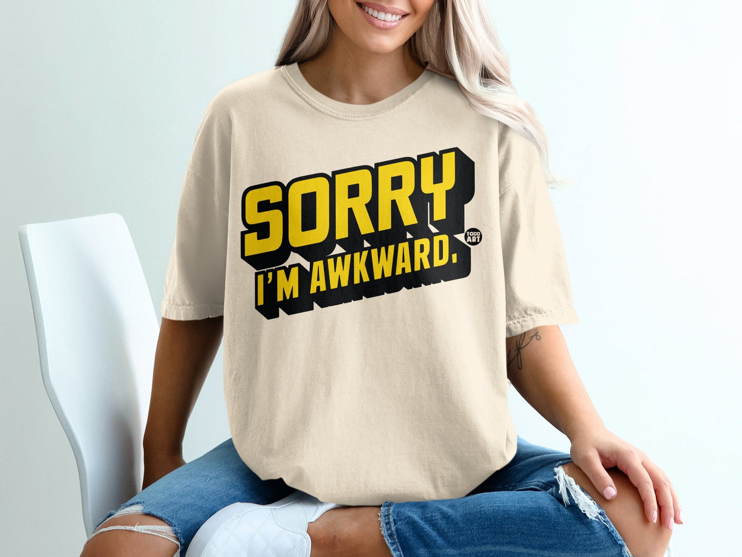 Sorry I'm Awkward Graphic Tee Shirt Casual Top