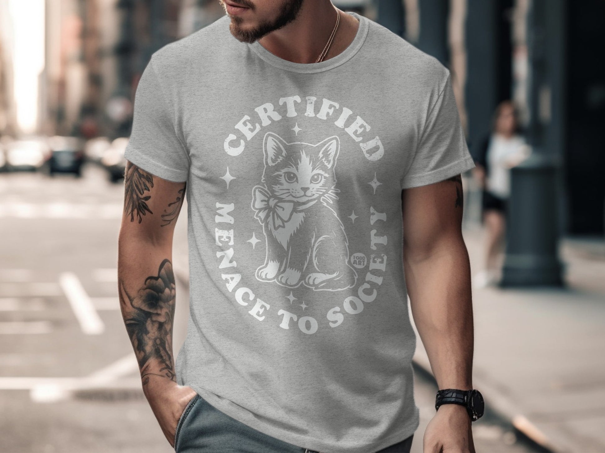 Certified Menace to Society Cat Graphic T-shirt
