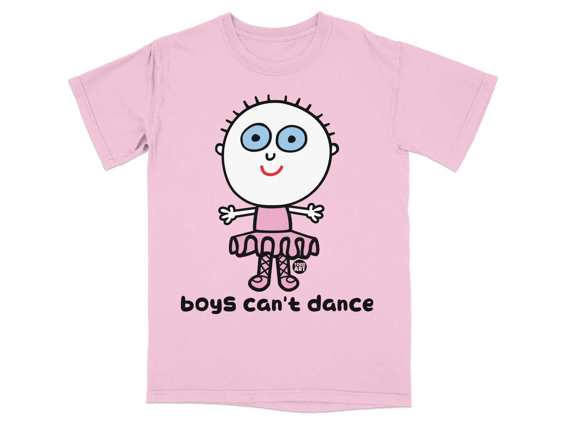 Boys Can't Dance Cartoon Character Pink T-shirt
