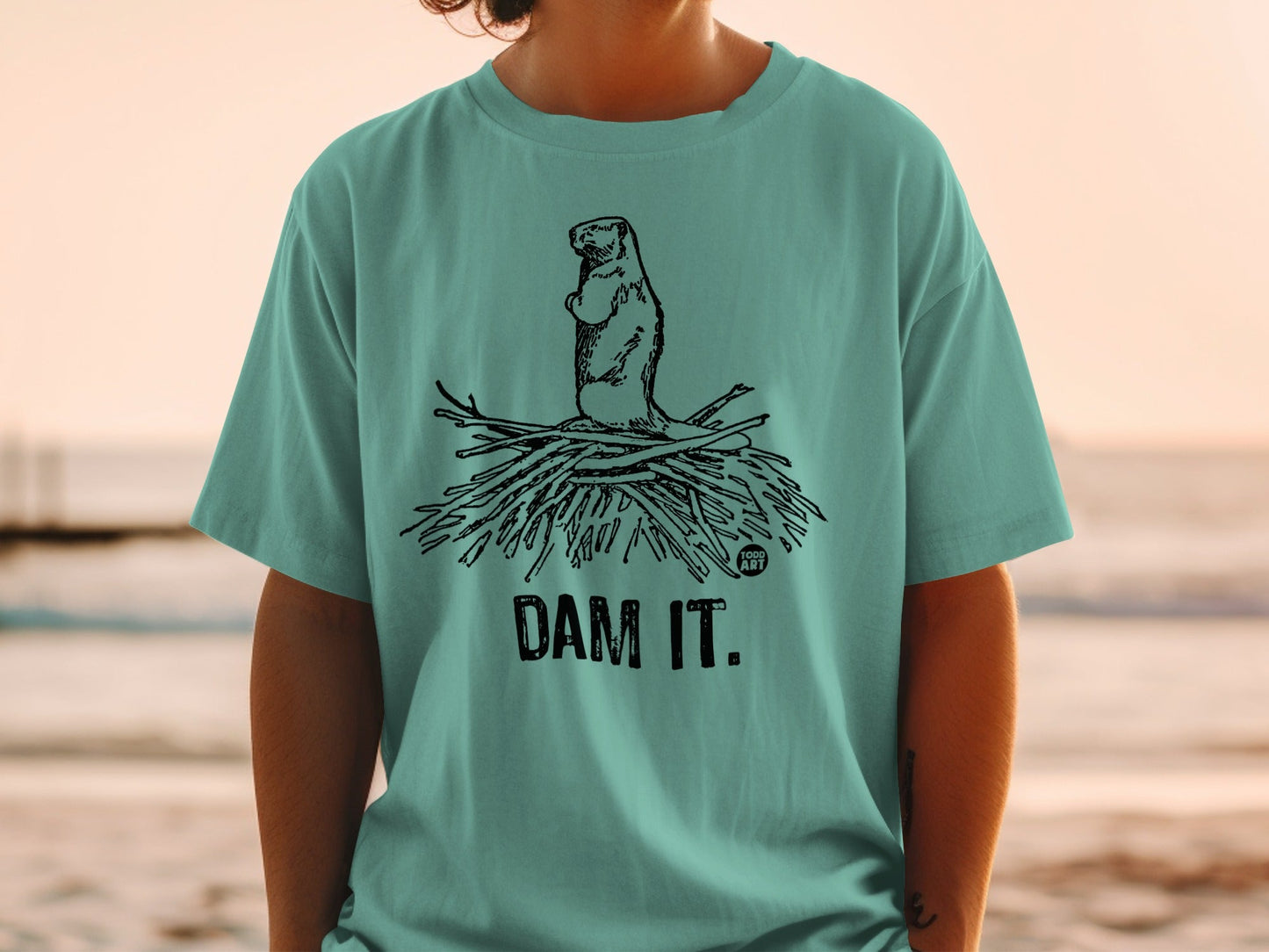 Dam It Cute Otter Graphic T-Shirt for Nature Lovers