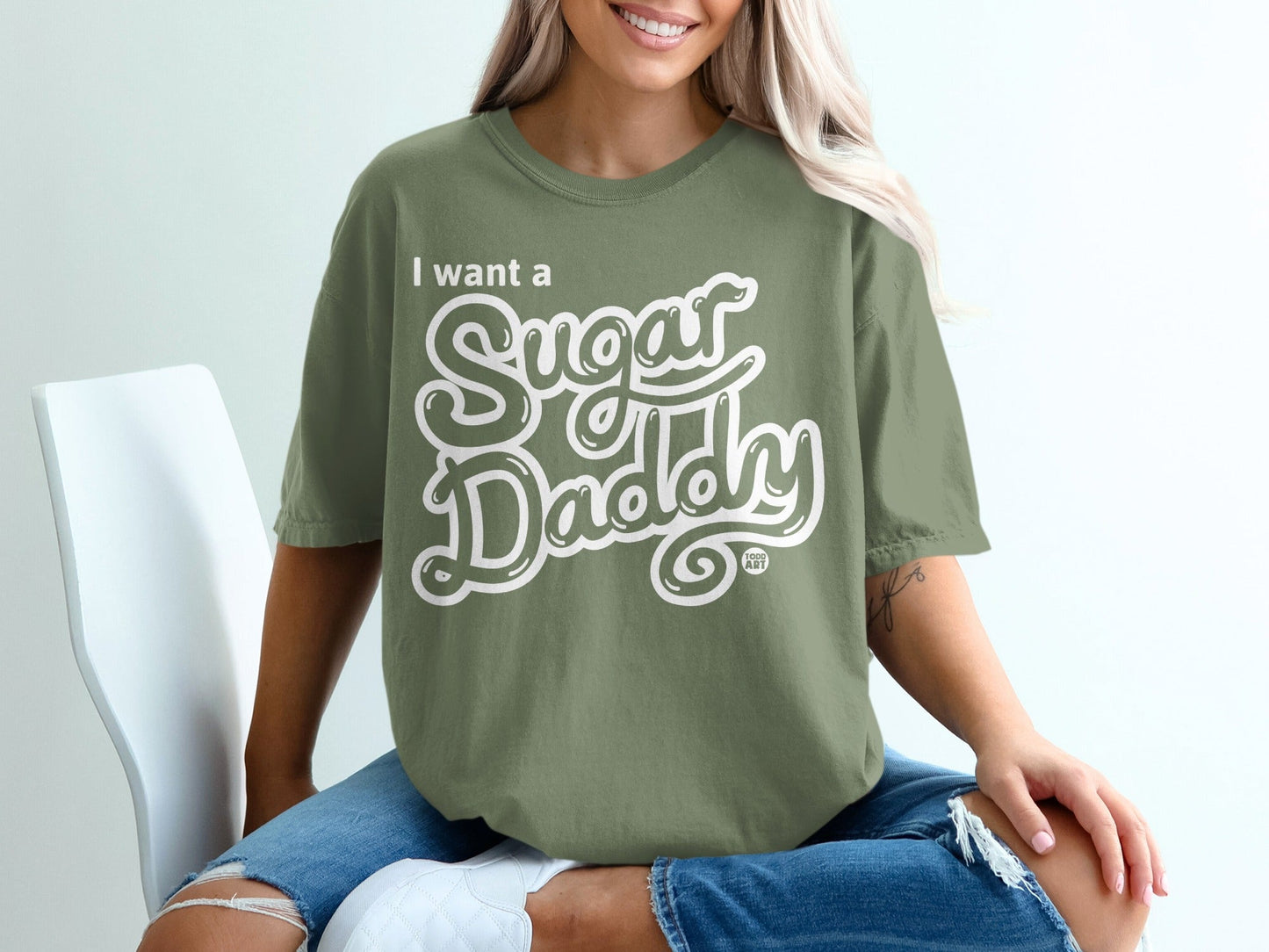 I Want a Sugar Daddy Bold Text Graphic T-Shirt