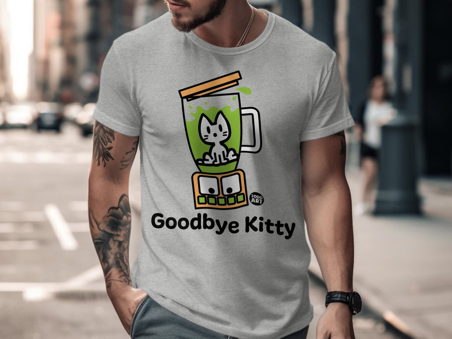 Goodbye Kitty Funny Blended Cat Graphic T-Shirt