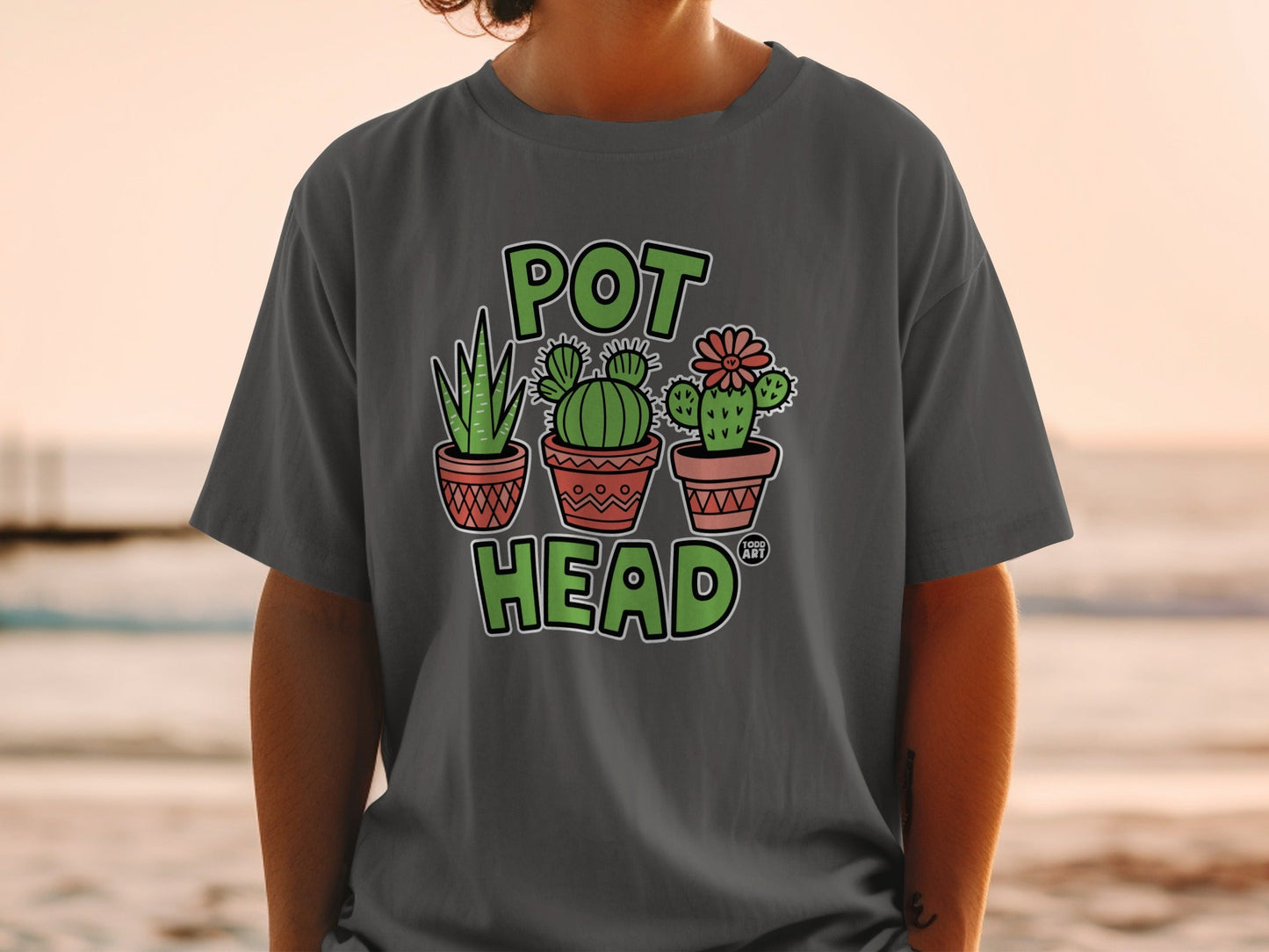 Pot Head Plant Themed Funny Graphic T-Shirt
