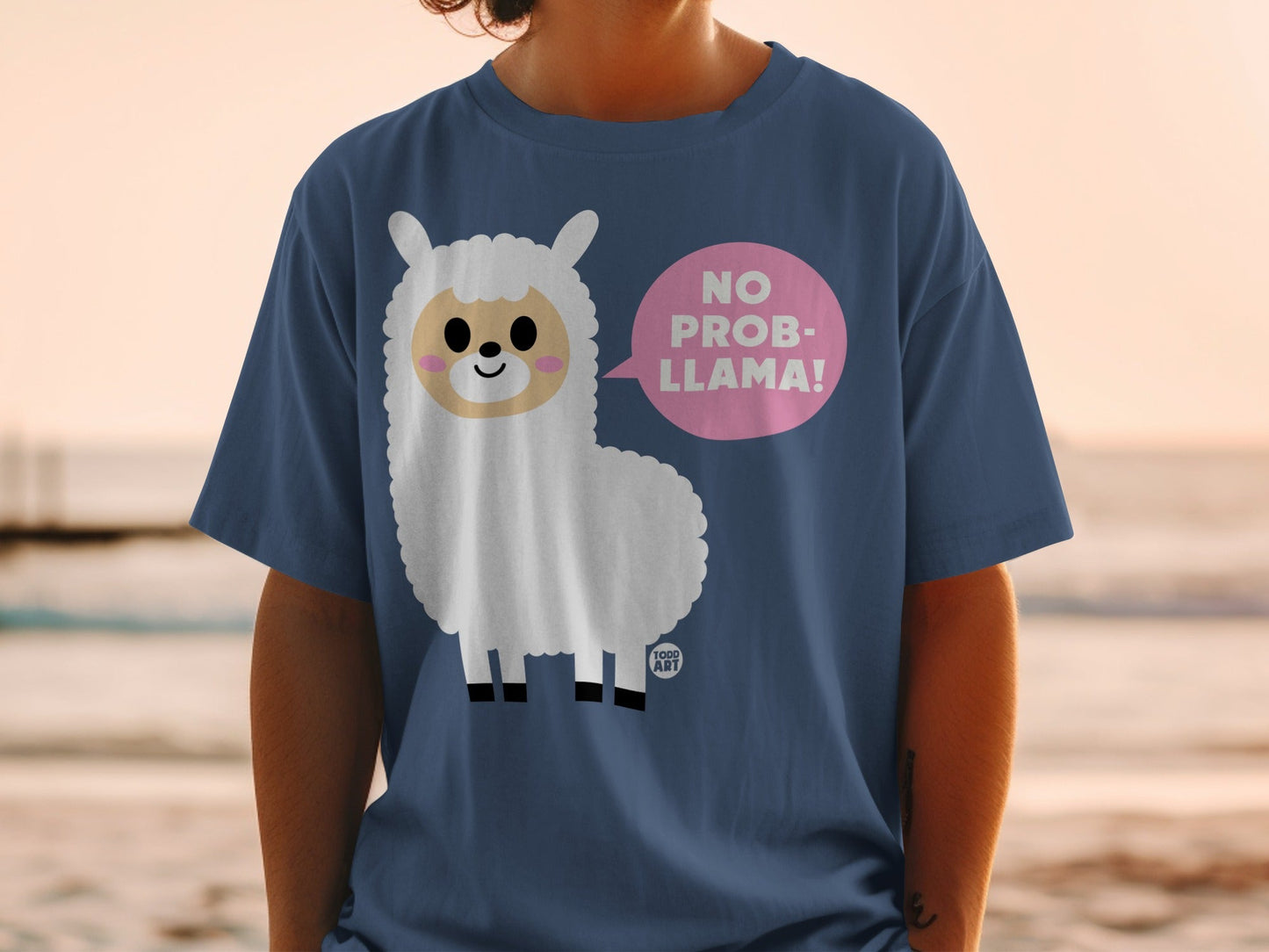 No Probllama Cute Cartoon Llama Graphic T-shirt
