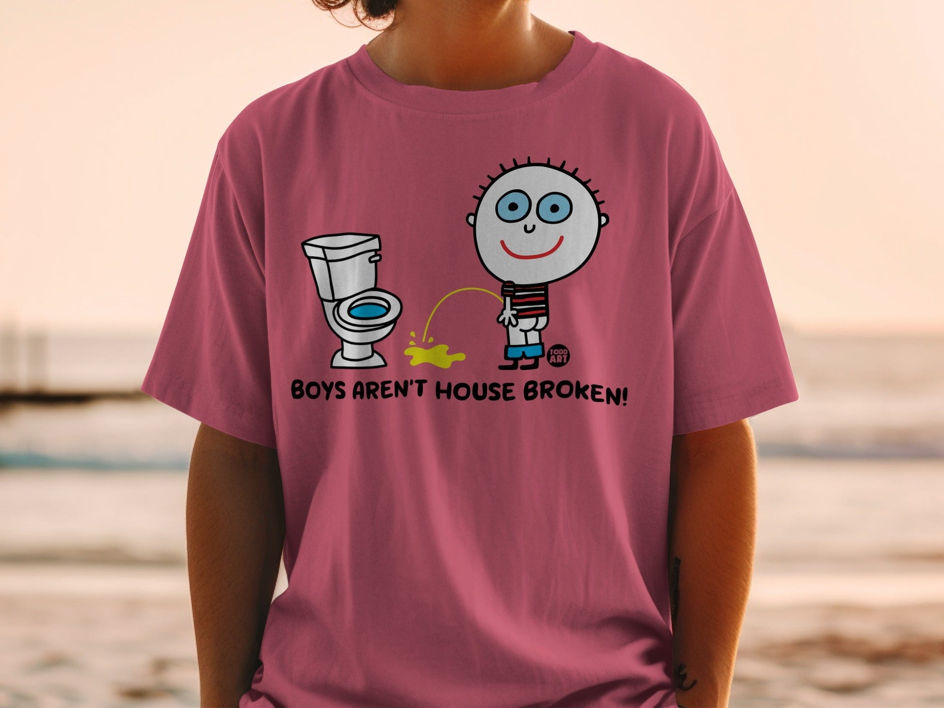 Boys Aren't House Broken Funny Cartoon T-Shirt