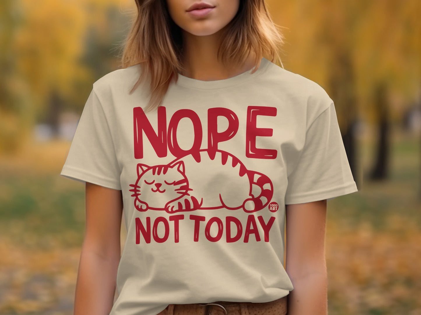 Nope Not Today Sleeping Cat Graphic T-Shirt